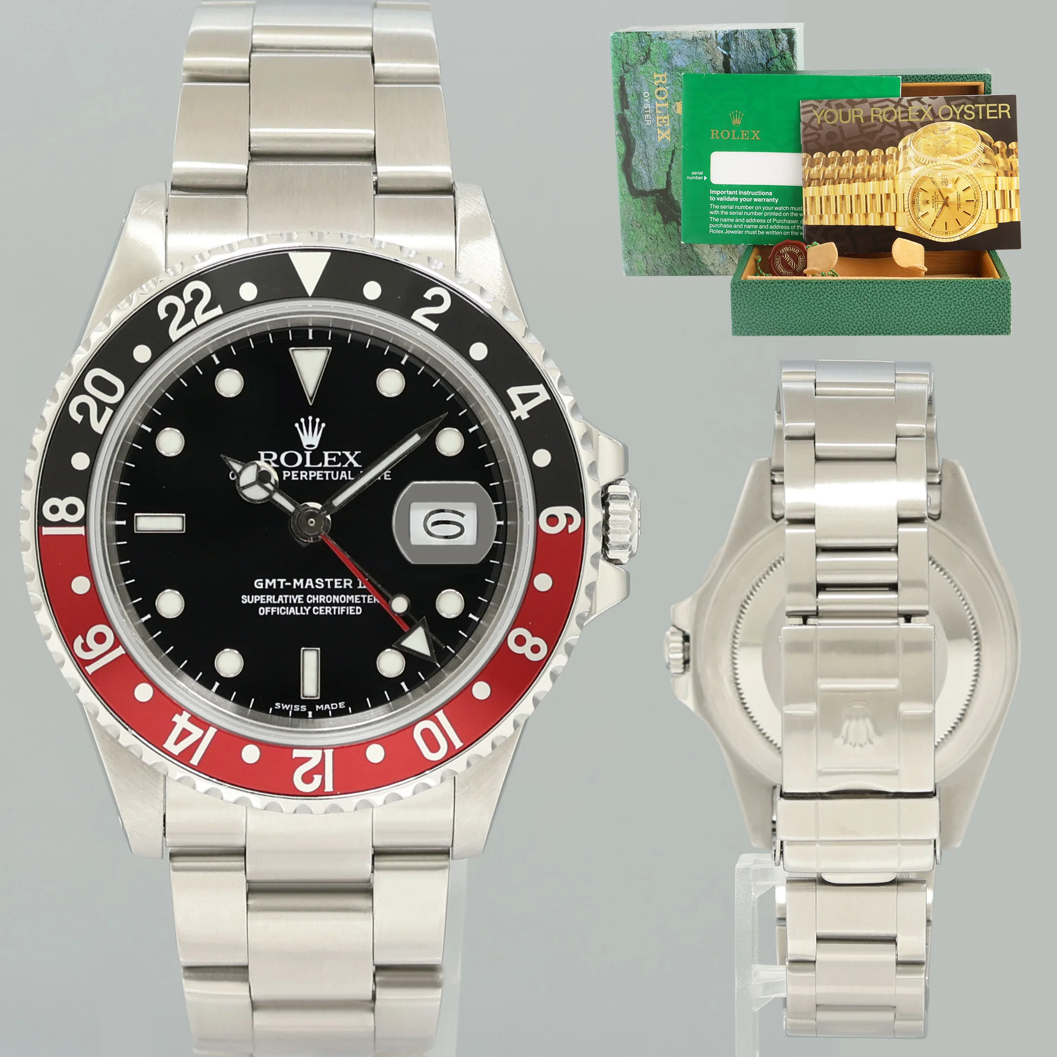 1988 Rolex GMT-Master II 2 Fat Lady Coke Red Steel 16760 40mm Watch Box