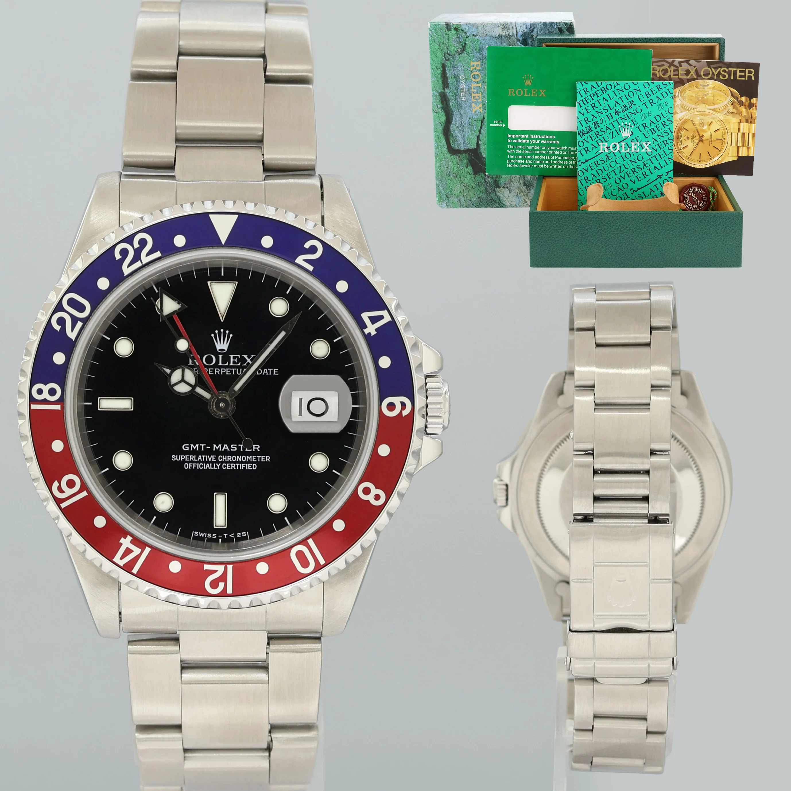 1997 Rolex GMT-Master Pepsi Blue Red 40mm Tritium Steel 16700 Watch Box