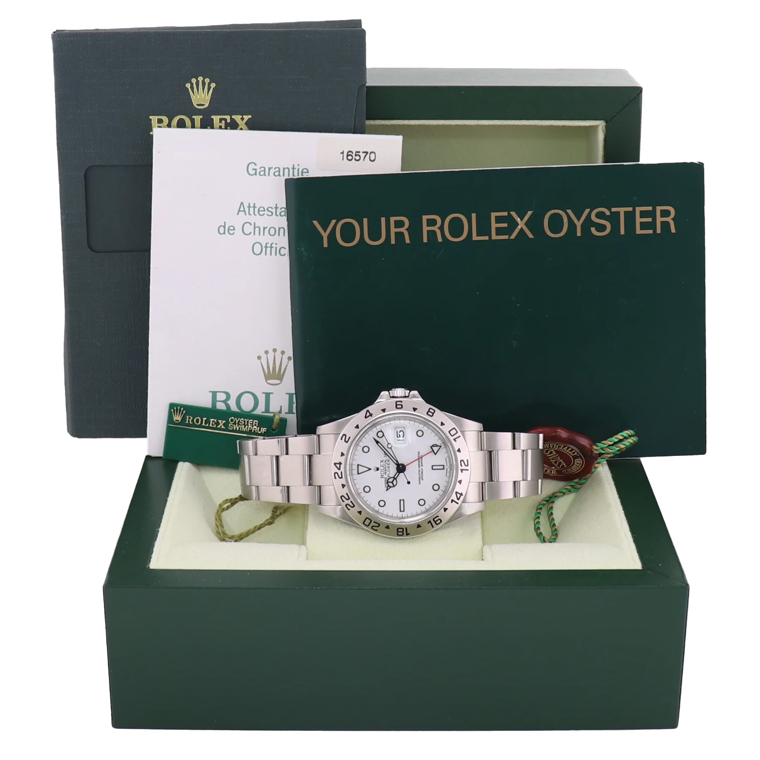 2005 PAPERS MINT Rolex Explorer II White 16570 40mm Polar GMT Watch Box - Image 8