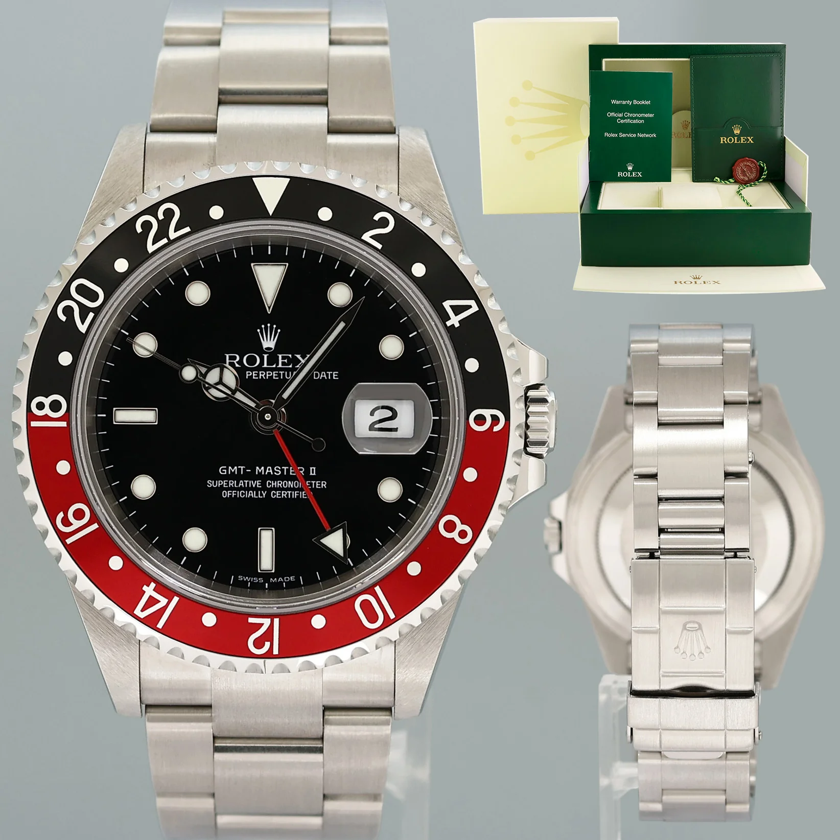 2006 MINT COKE Rolex GMT-Master II Red Black Steel Error Rectangular 16710 Watch Box