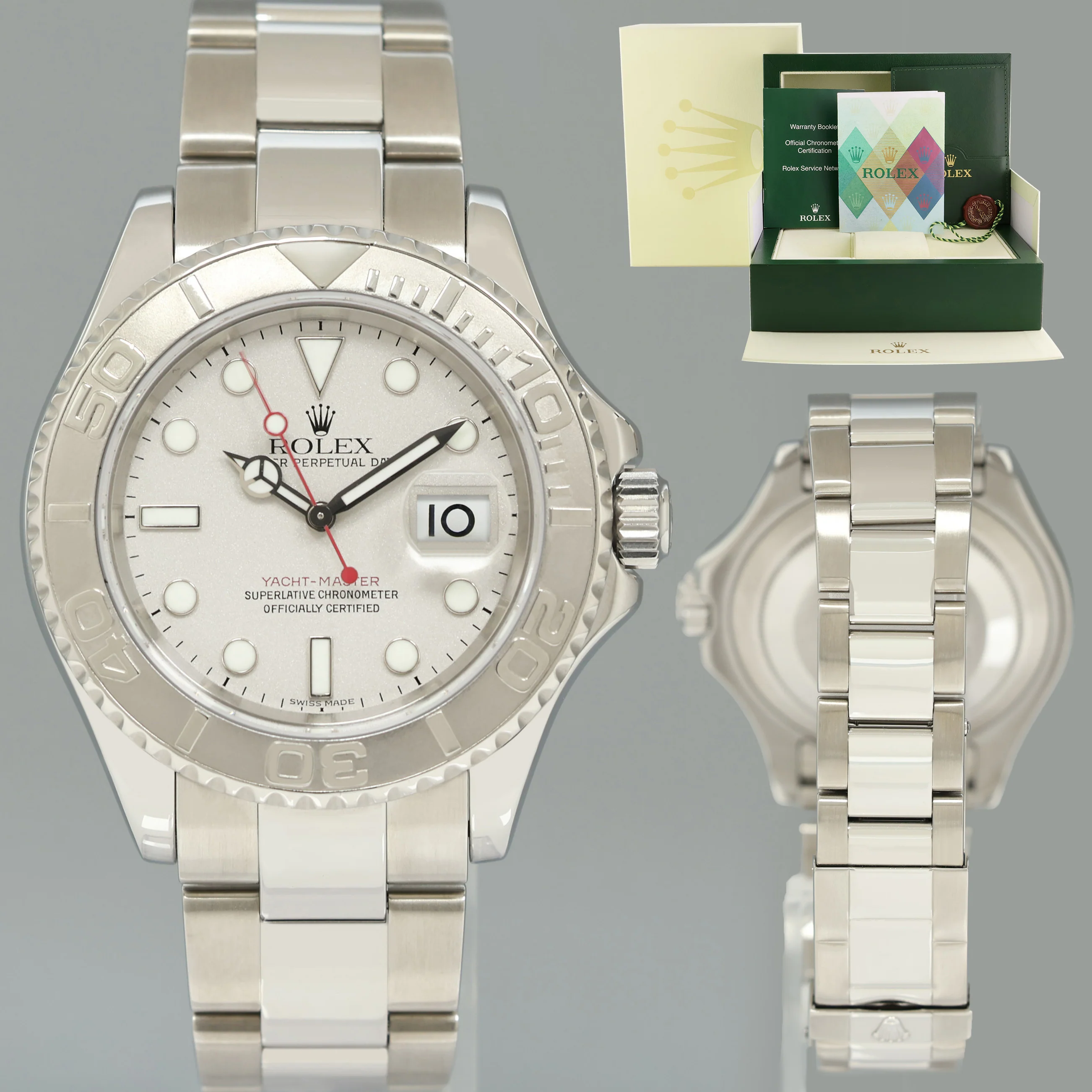 2007 MINT PAPERS Rolex 40mm Yacht-Master 16622 Steel Platinum Bezel Oyster Watch Box