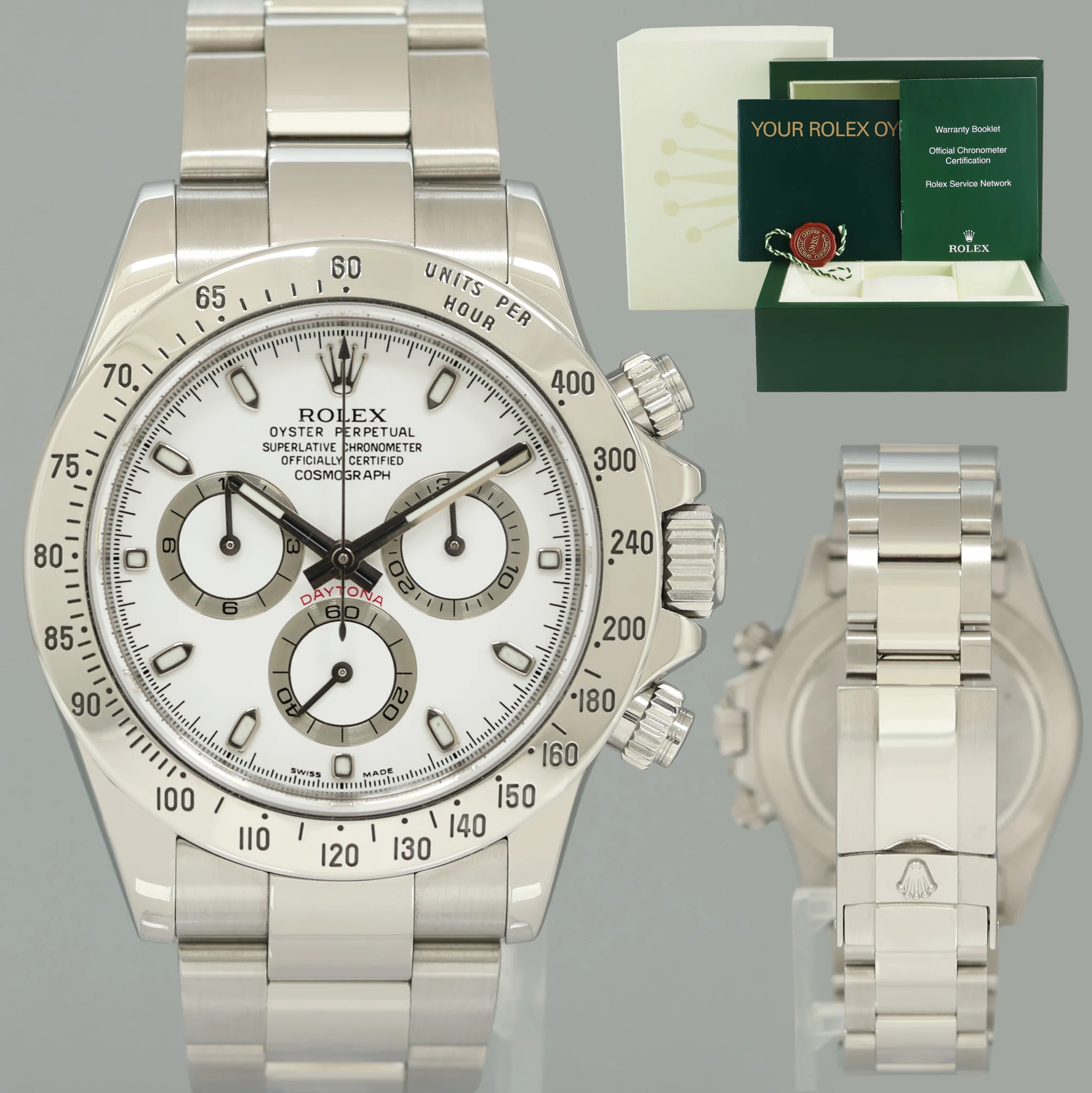 2009 MINT Rolex Daytona 116520 White APH Chronograph Steel 40mm Watch Box - Image 9