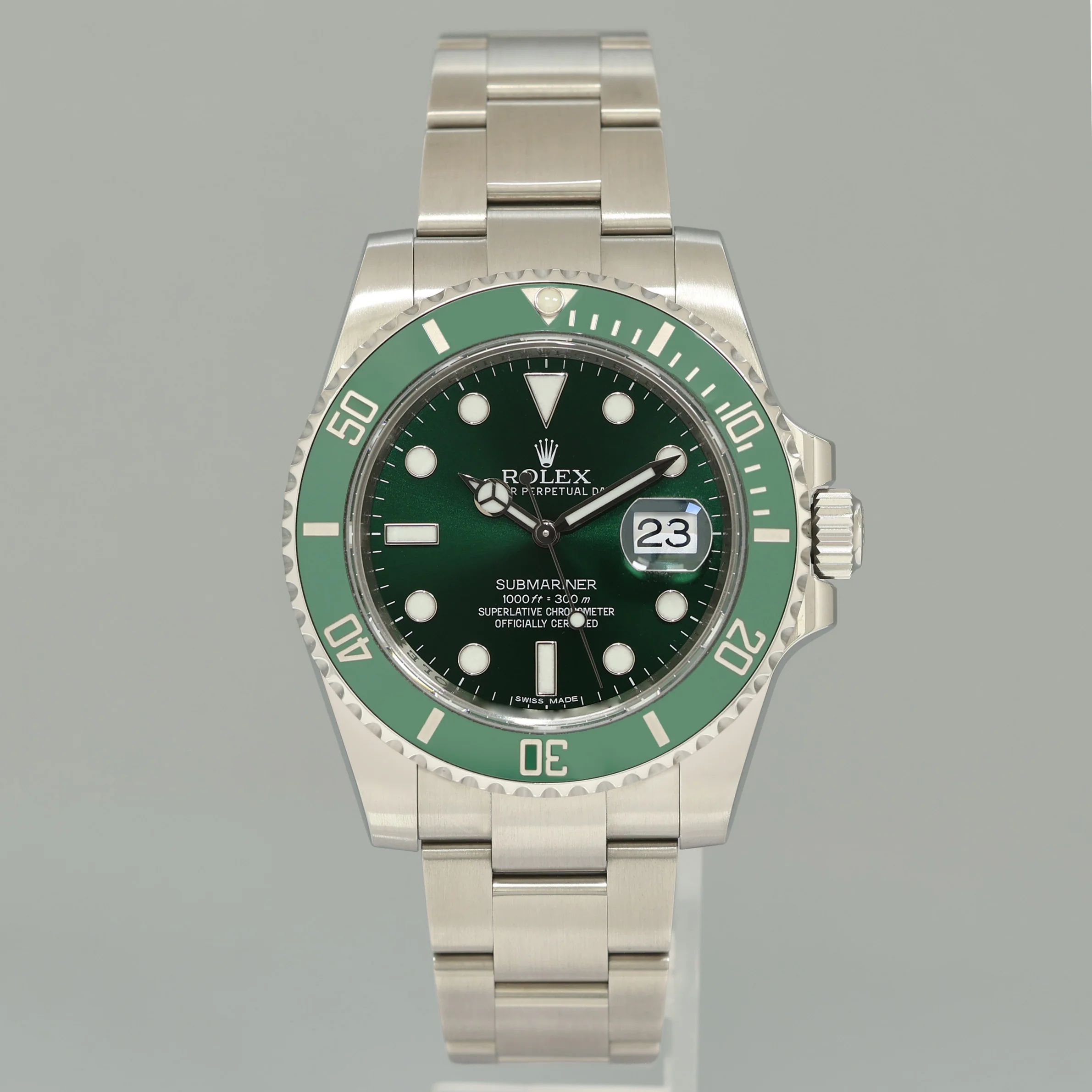 2013 STICKERS PAPERS Rolex Submariner Hulk Green Dial Ceramic 116610LV Steel Watch - Image 2