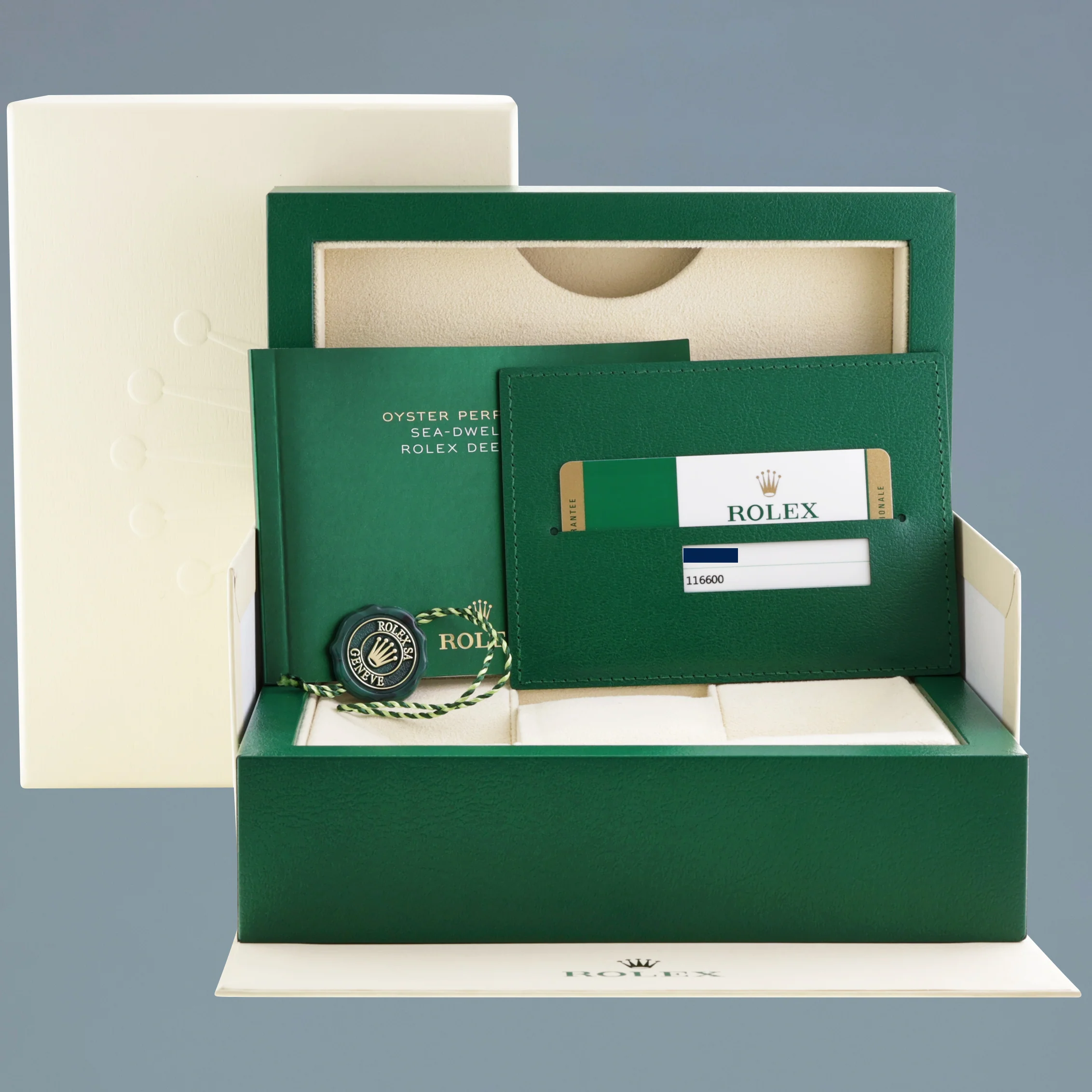 2015 MINT PAPERS Rolex Sea-Dweller 116600 Steel 40mm Black Ceramic Dive Watch Box - Image 7