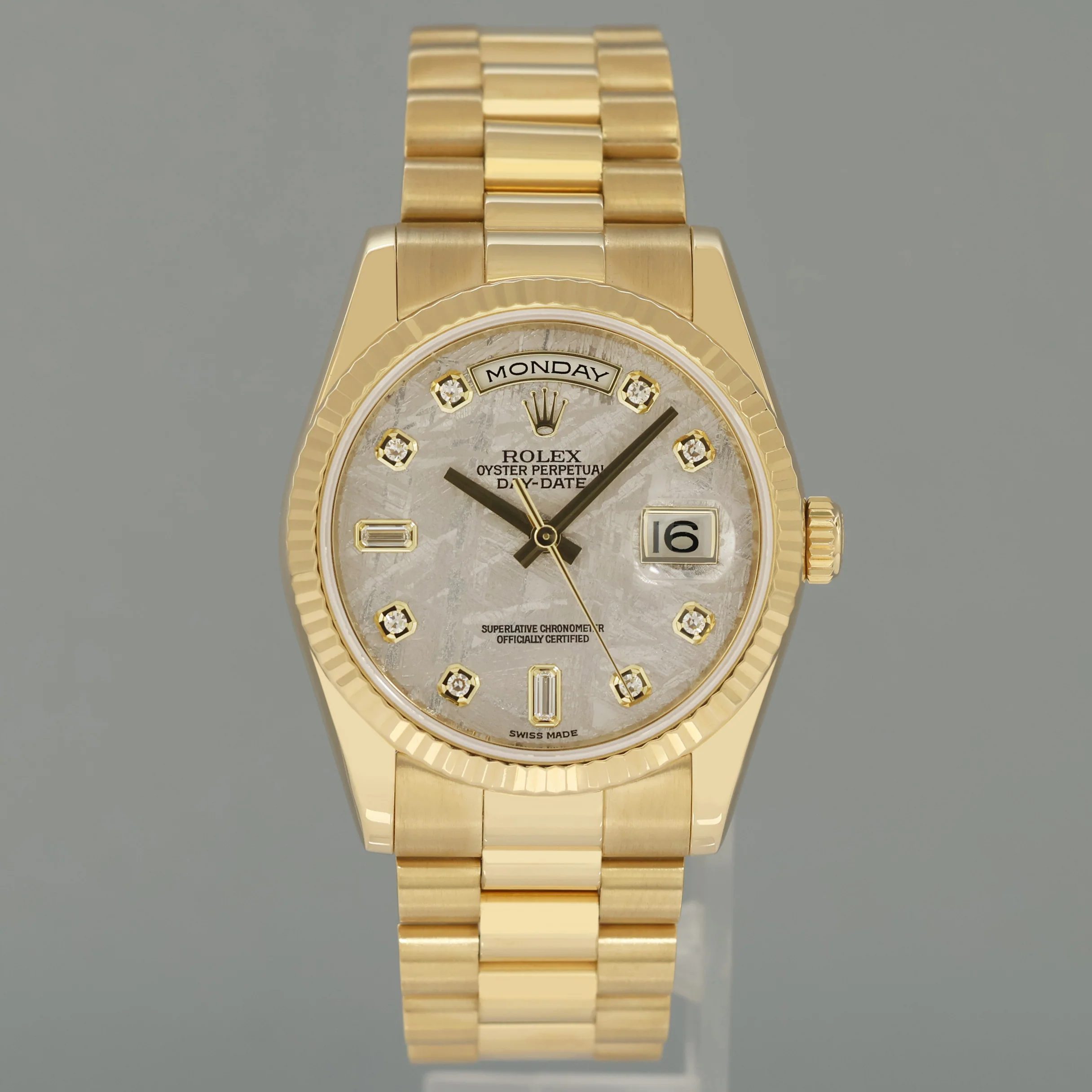 2017 PAPERS MINT Rolex President Day Date Yellow Gold 118238 Meteorite Diamond Watch - Image 2