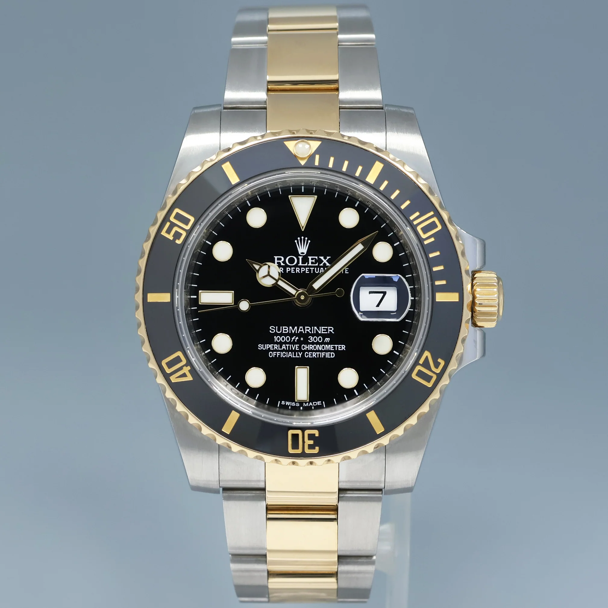 2017 PAPERS Rolex Submariner 116613 Two Tone Steel Yellow Gold Black Ceramic Watch - Image 2
