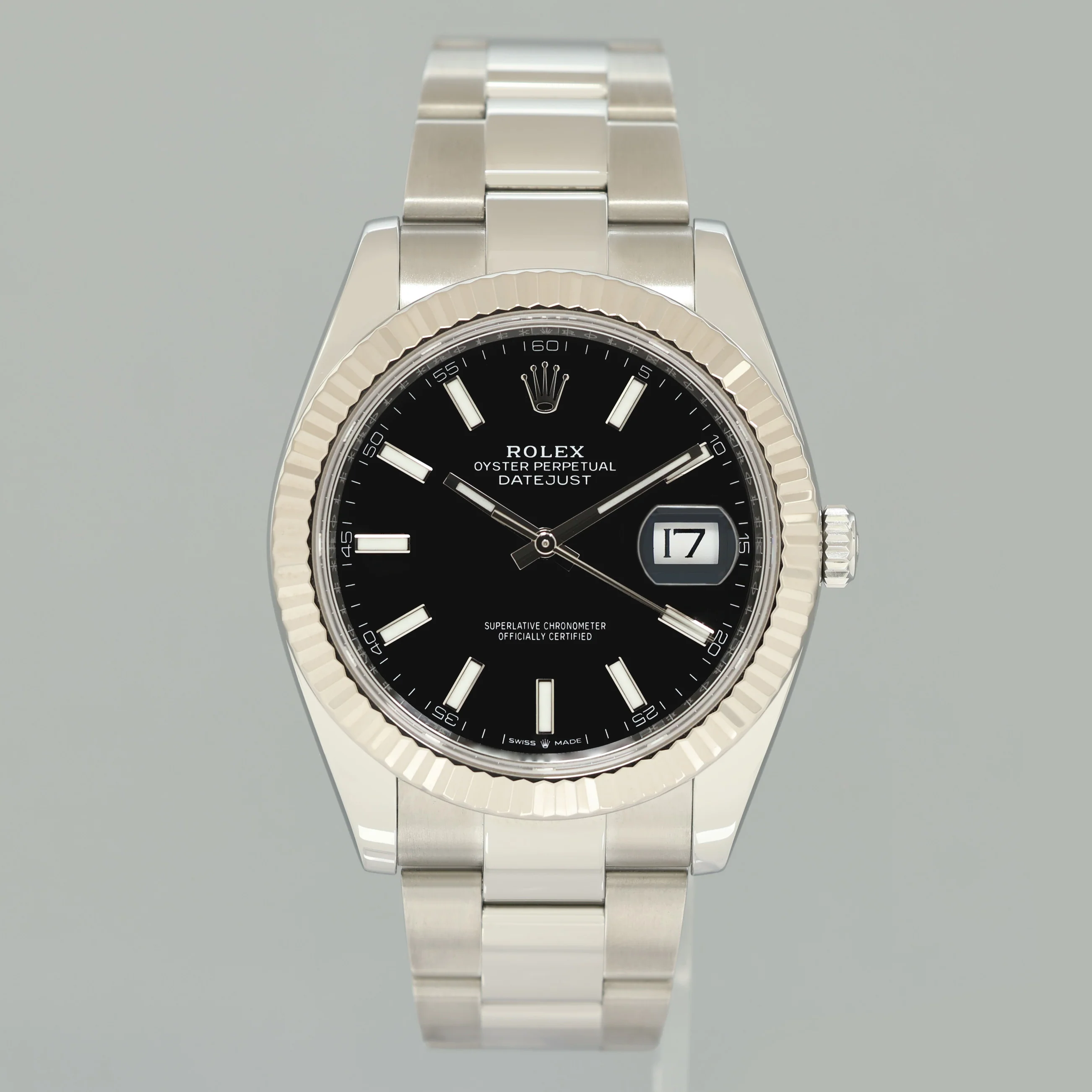 2019 MINT Rolex DateJust 41 Black Stick Oyster White Gold Fluted 126334 Watch Box - Image 2