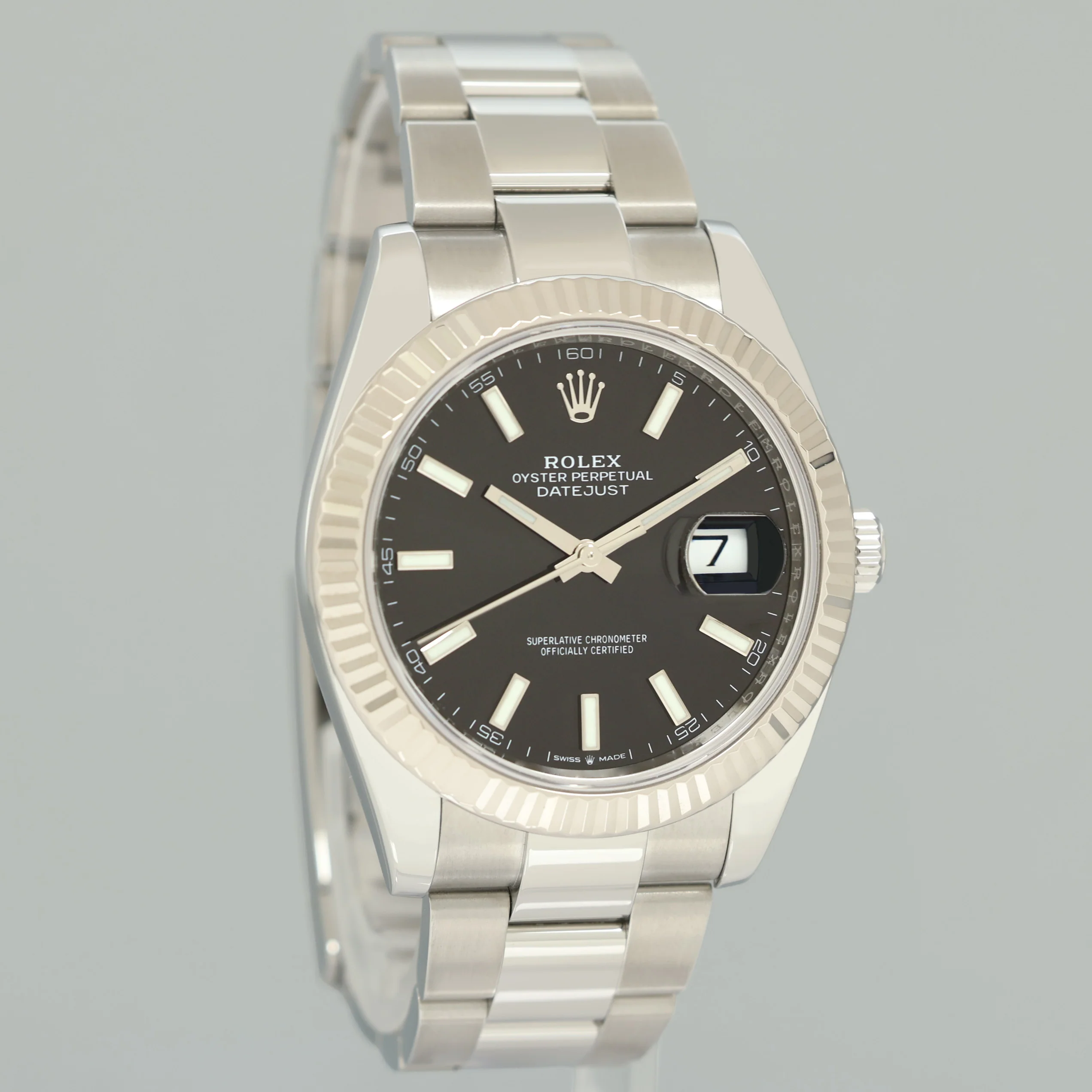 2019 MINT Rolex DateJust 41 Black Stick Oyster White Gold Fluted 126334 Watch Box - Image 3