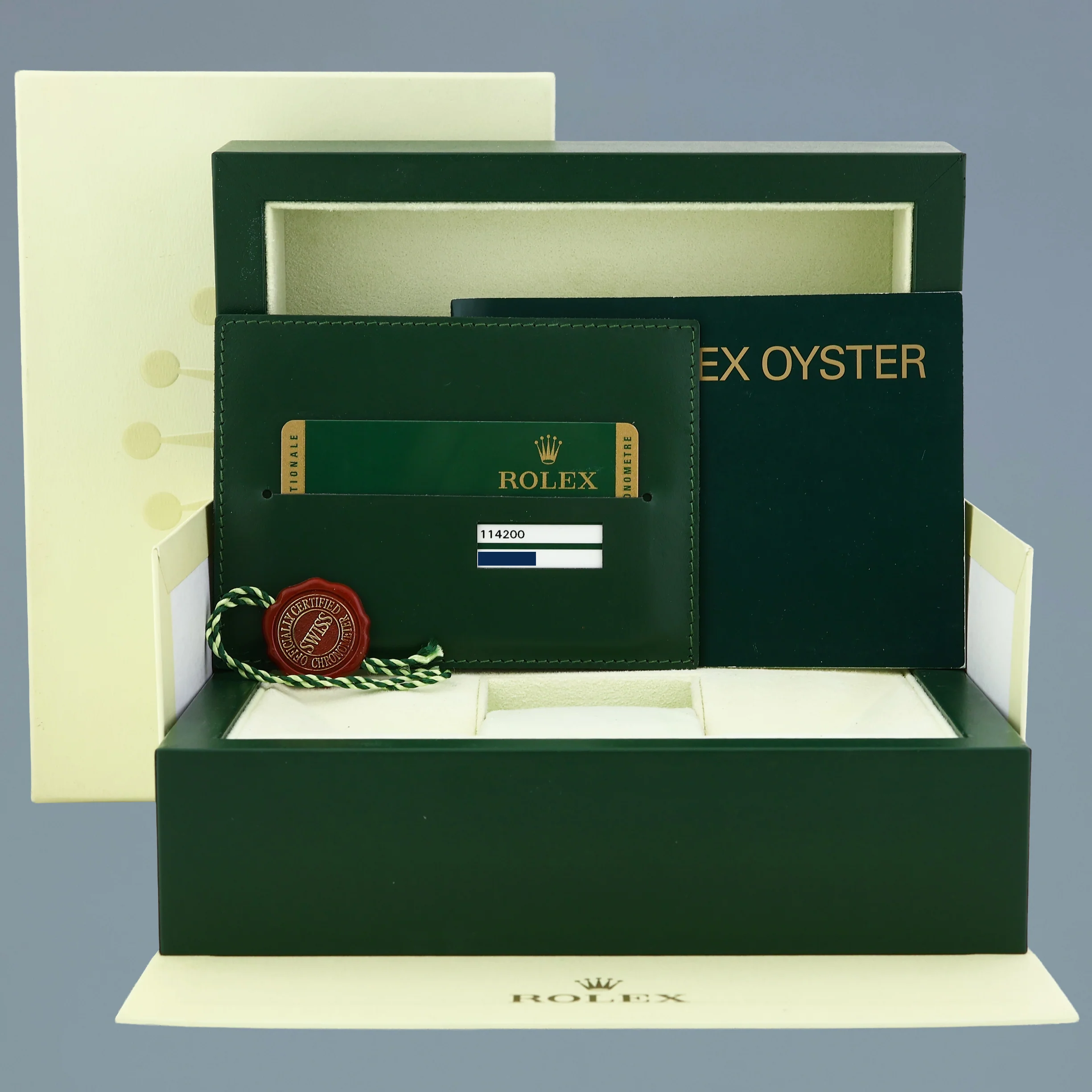 2019 PAPERS MINT Rolex Air-King Oyster Perpetual 34mm Green Oyster 114200 Watch Box - Image 7