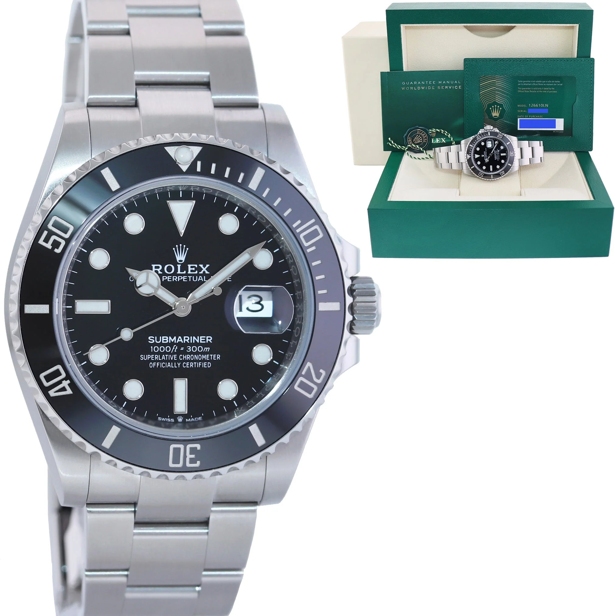 2023 NEW PAPERS Rolex Submariner 41mm Black Ceramic 126610LN Watch Box