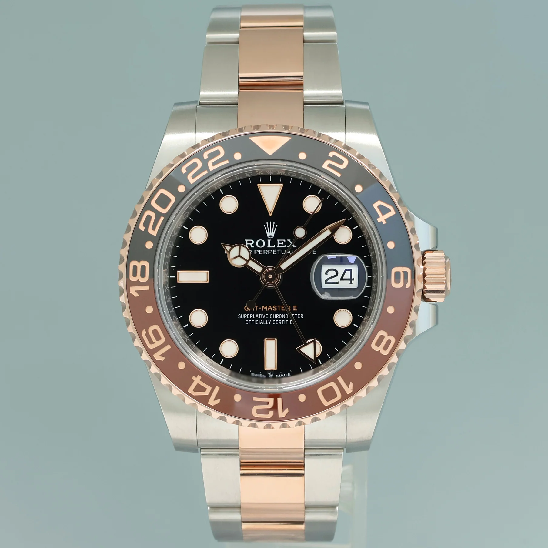 2022 MINT Rolex GMT Master II Root Beer Two Tone Rose Gold 126711 CHNR Watch Box - Image 2