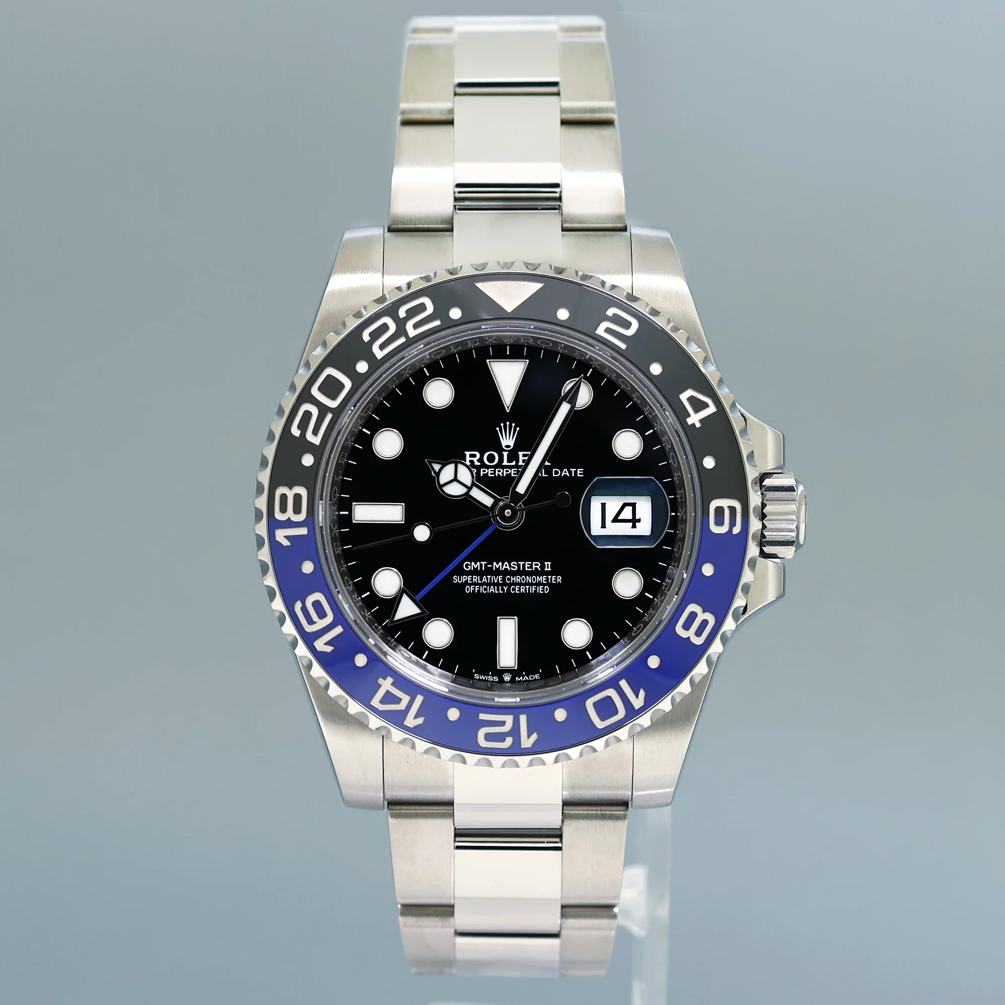 2022 NEW PAPERS Rolex 126710BLNR GMT Master II Batman Black Blue Oyster Ceramic Watch - Image 2