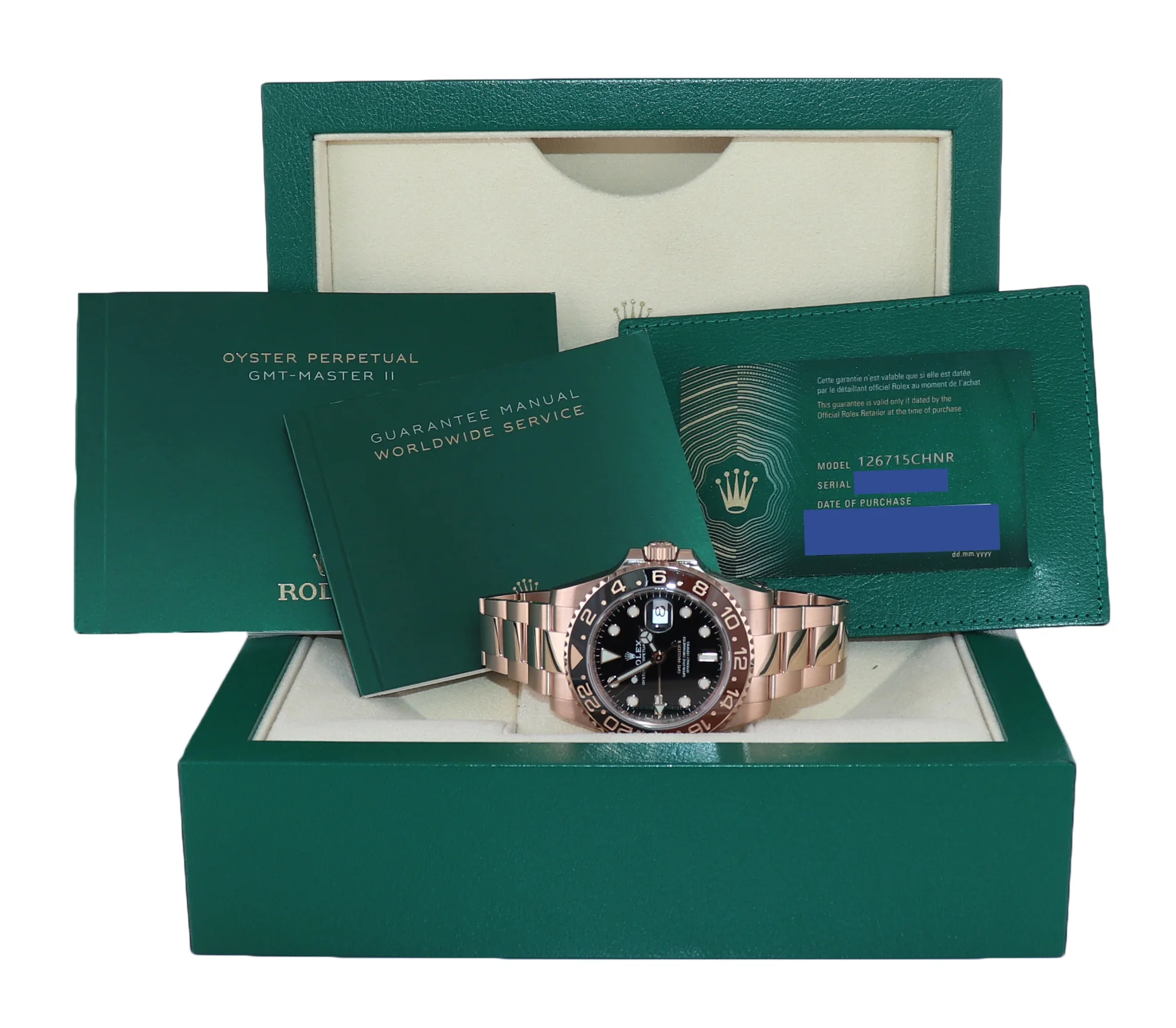 2020 NEW PAPERS Rolex GMT Master Rose Gold Ceramic Root Beer 126715 Watch Box - Image 8