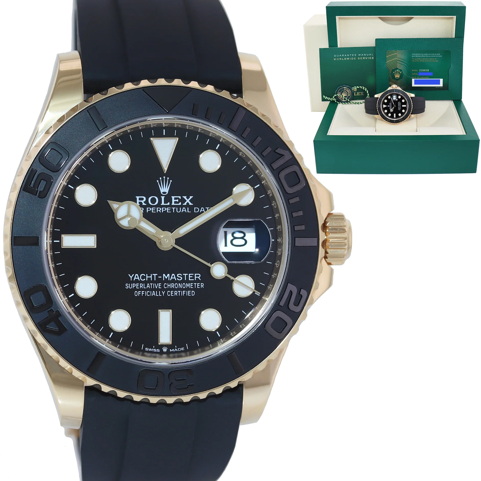 2022 NEW PAPERS Rolex Yacht-Master 226658 Yellow Gold 42mm Oysterflex Watch Box