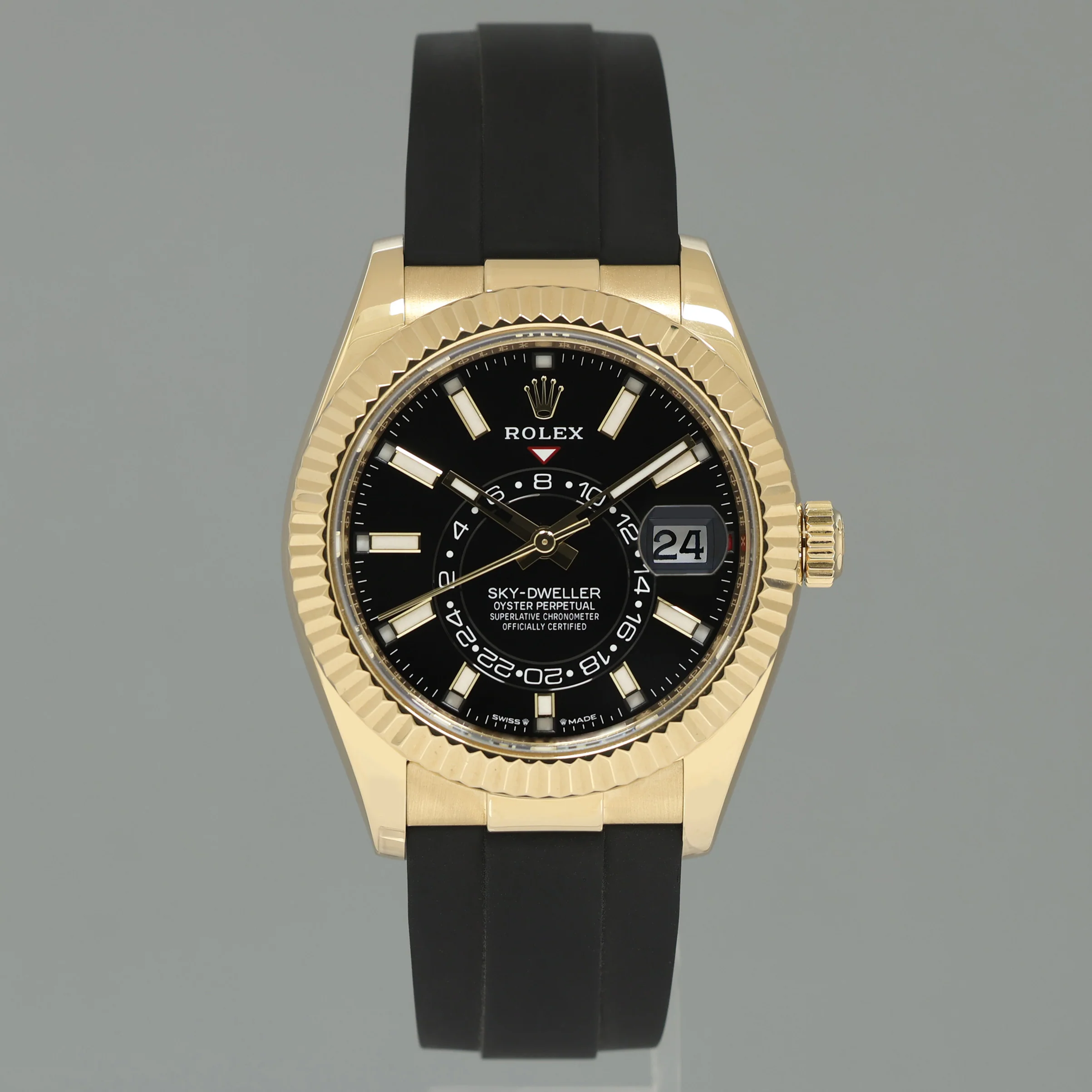 2023 MINT Rolex Sky-Dweller Yellow Gold Black Oysterflex 336238 Watch Box - Image 2