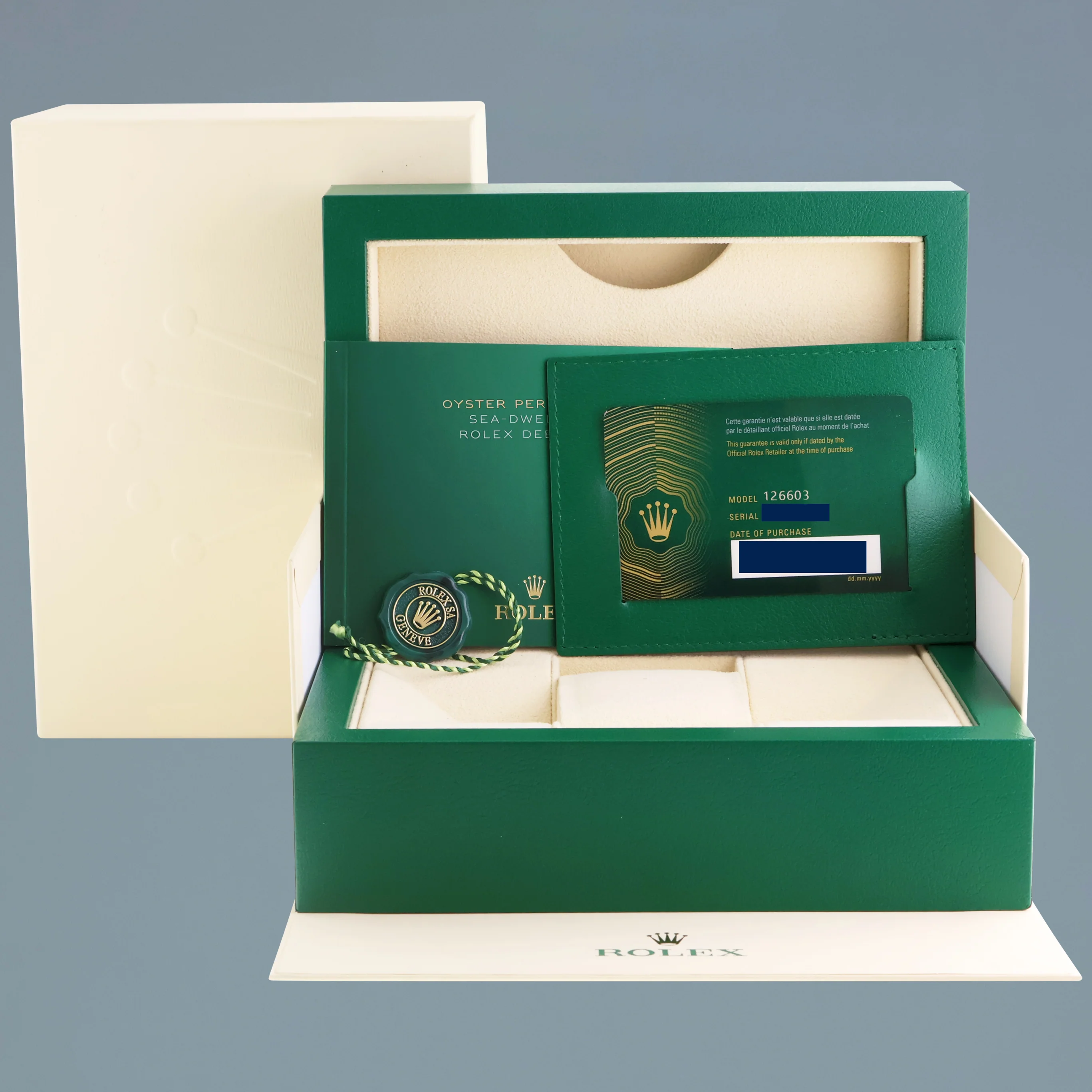 2023 NEW PAPERS Rolex 126603 Sea-Dweller 43mm Two-Tone Yellow Gold Steel Watch Box - Image 7