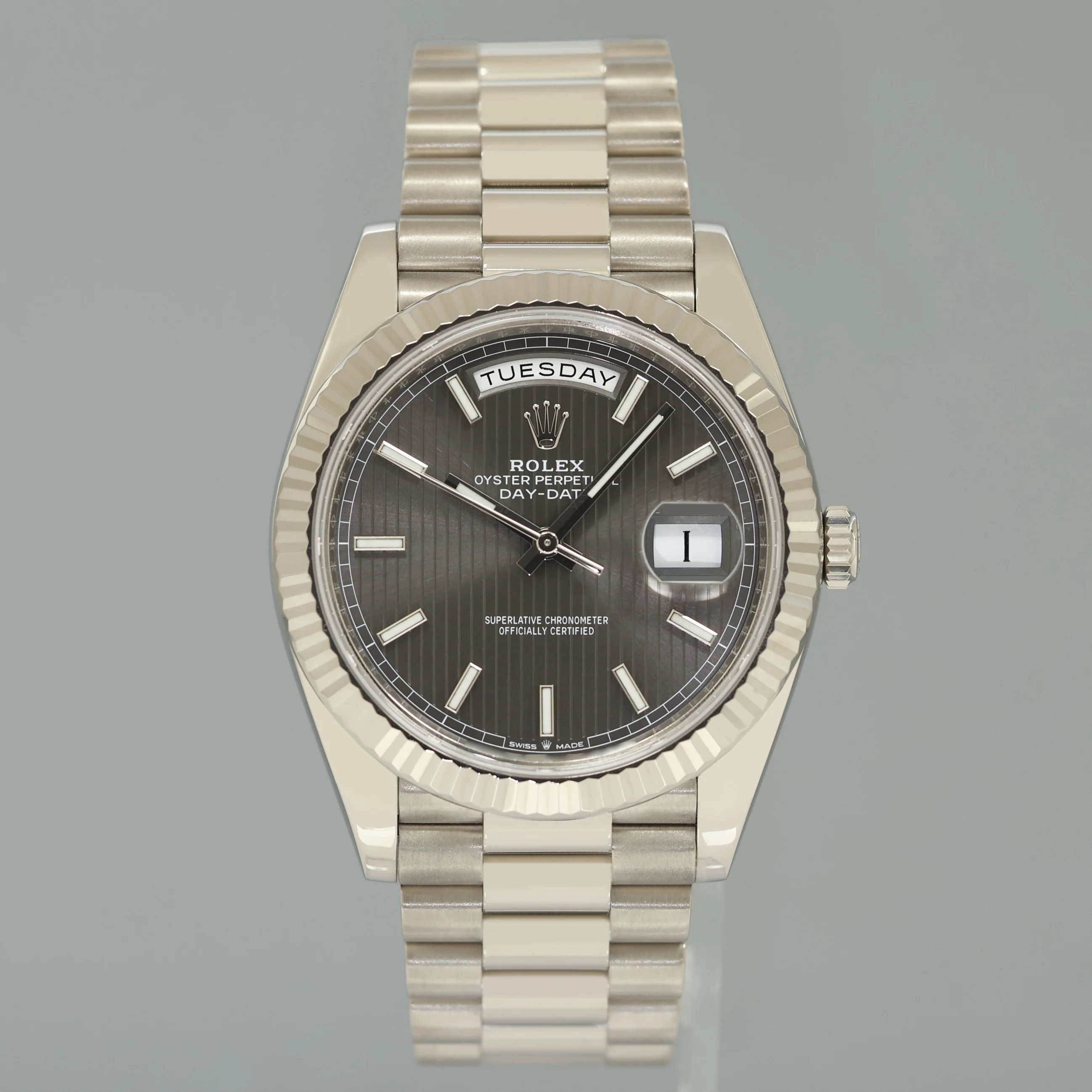 2023 NEW PAPERS Rolex Day Date 40 White Gold President Grey Stick 228239 Watch Box - Image 2