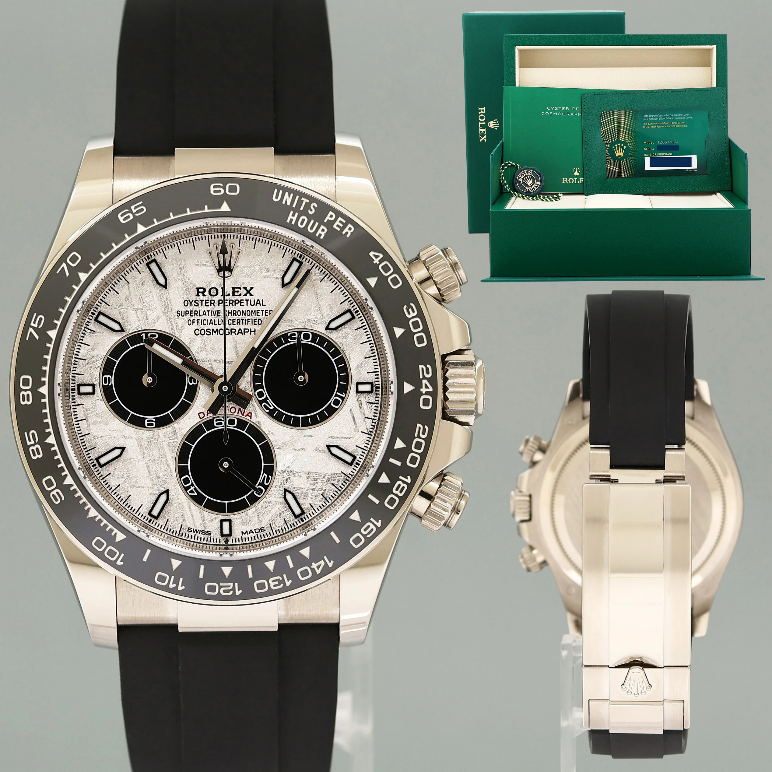 2025 NEW PAPERS Rolex Daytona White Gold 126519LN Ceramic Meteorite Oysterflex Watch