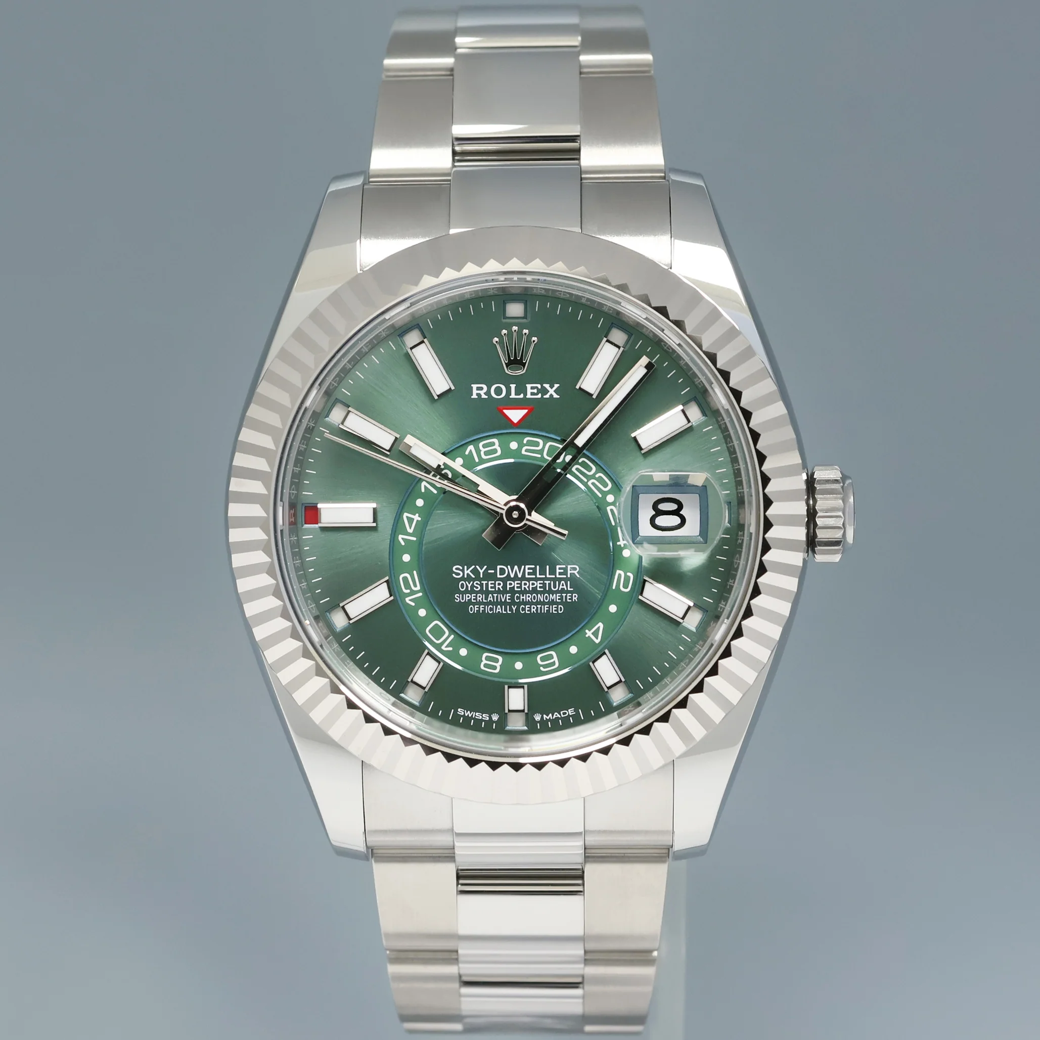 2024 NEW PAPERS Rolex Sky-Dweller Steel Green Oyster Fluted 42mm 336934 Watch Box - Image 2