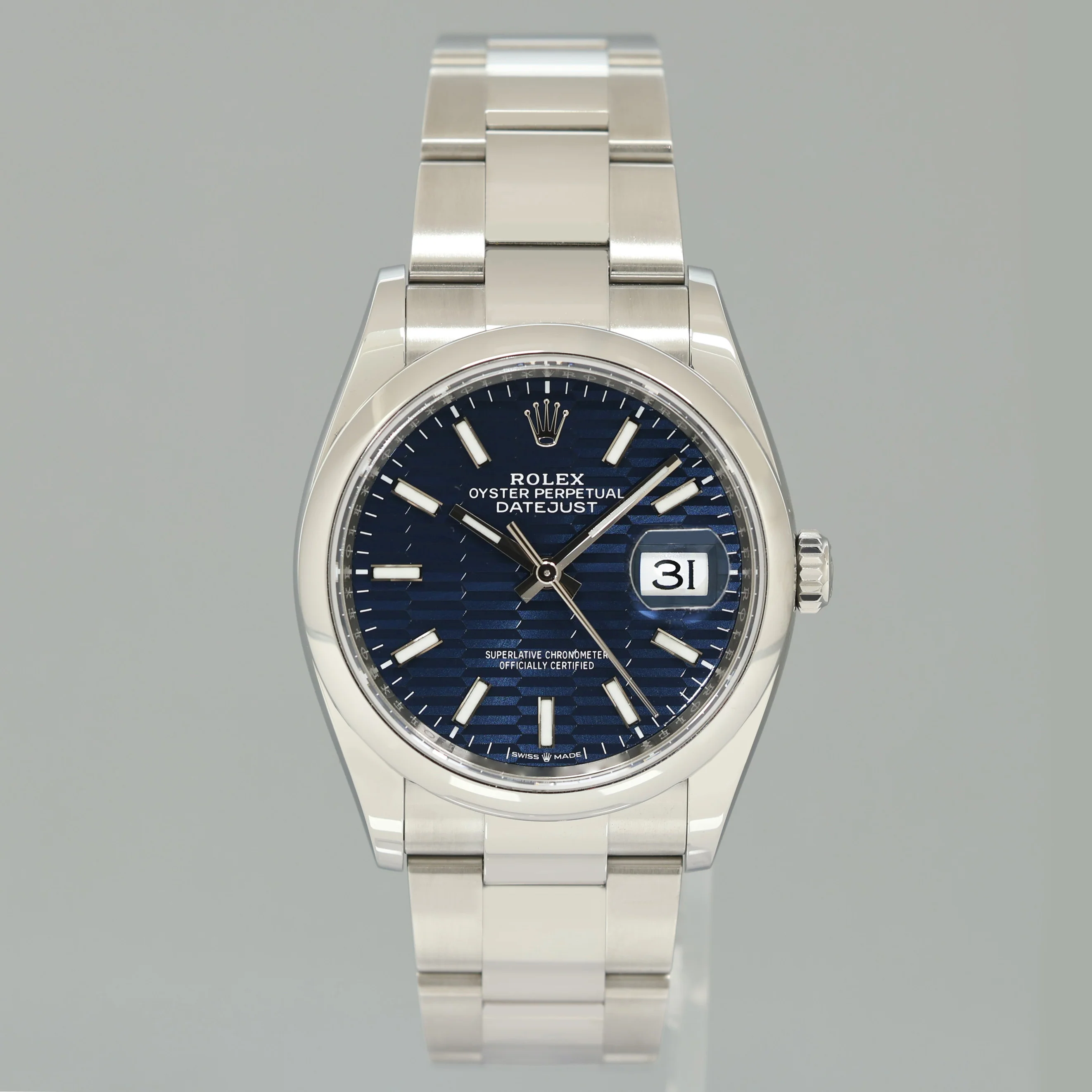 2024 NEW PAPERS Blue Motif Rolex DateJust 36mm 126200 Steel Oyster Band Watch Box - Image 2