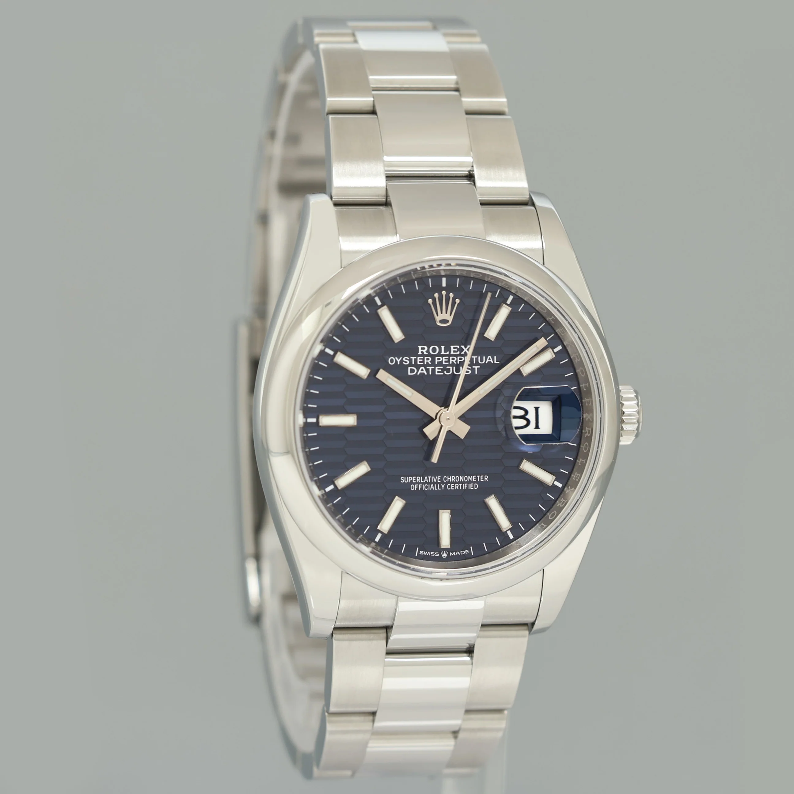 2024 NEW PAPERS Blue Motif Rolex DateJust 36mm 126200 Steel Oyster Band Watch Box - Image 3