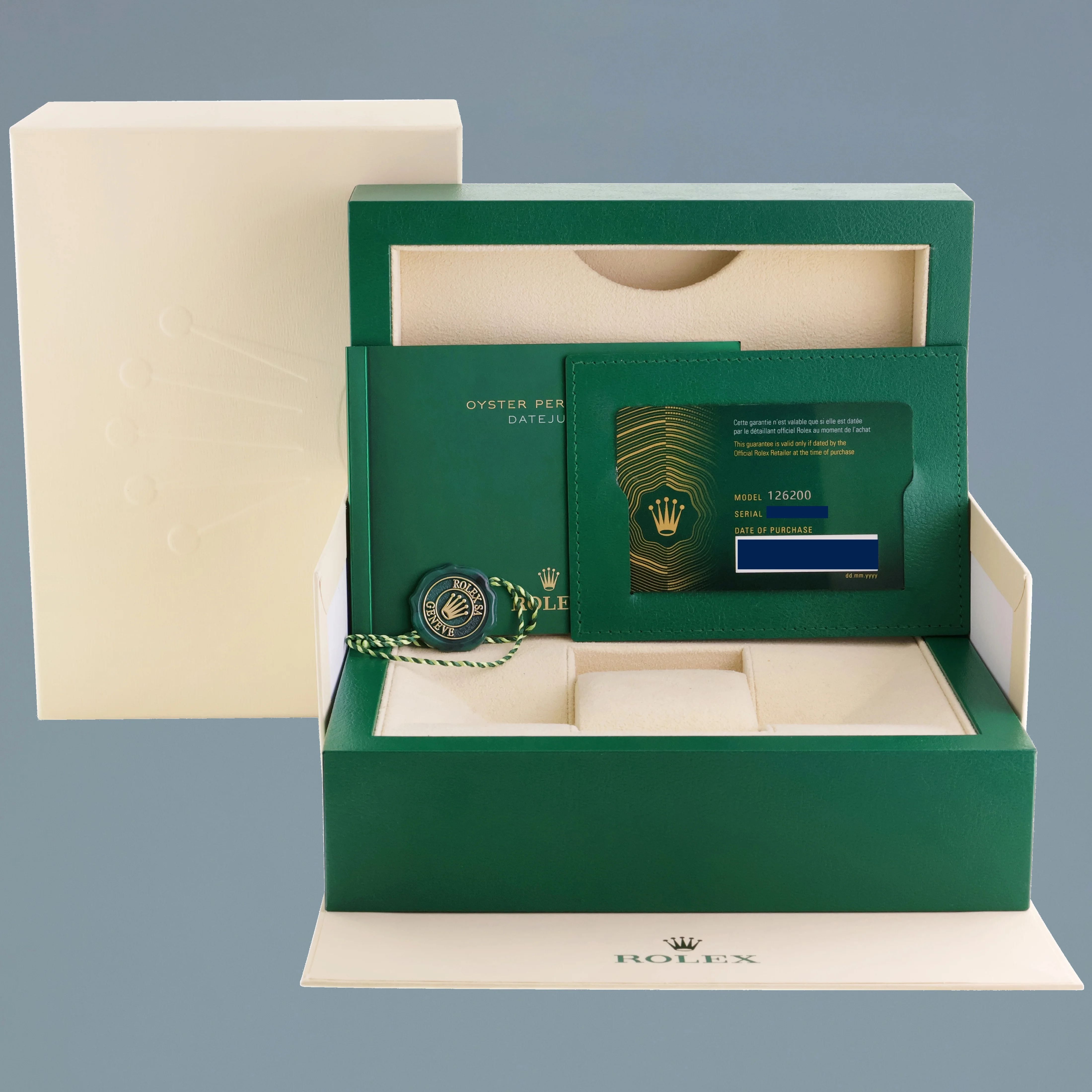 2024 NEW PAPERS Blue Motif Rolex DateJust 36mm 126200 Steel Oyster Band Watch Box - Image 7