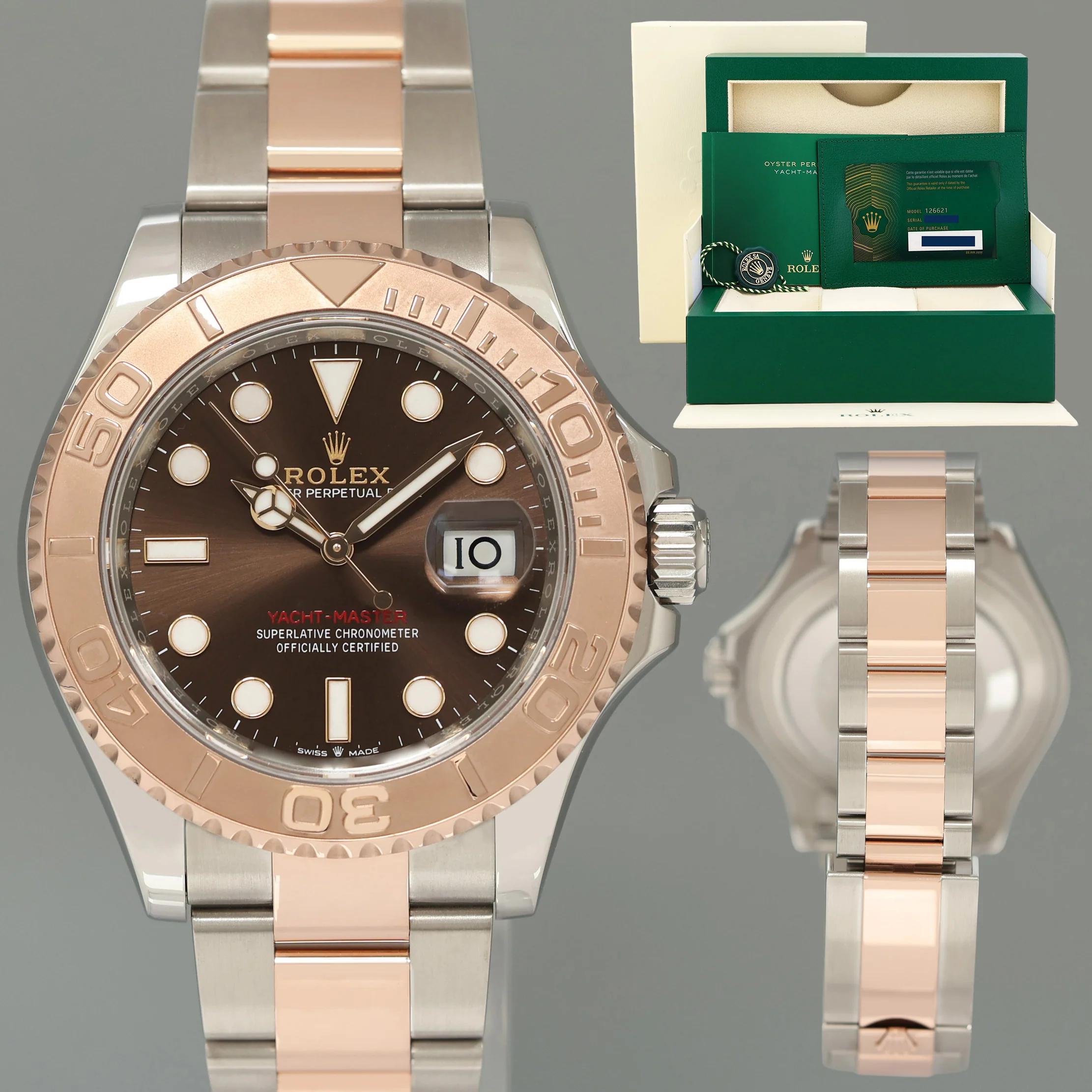 2024 NEW PAPERS Rolex 40mm Yacht-Master 126621 Chocolate Everose Gold Two Tone Watch