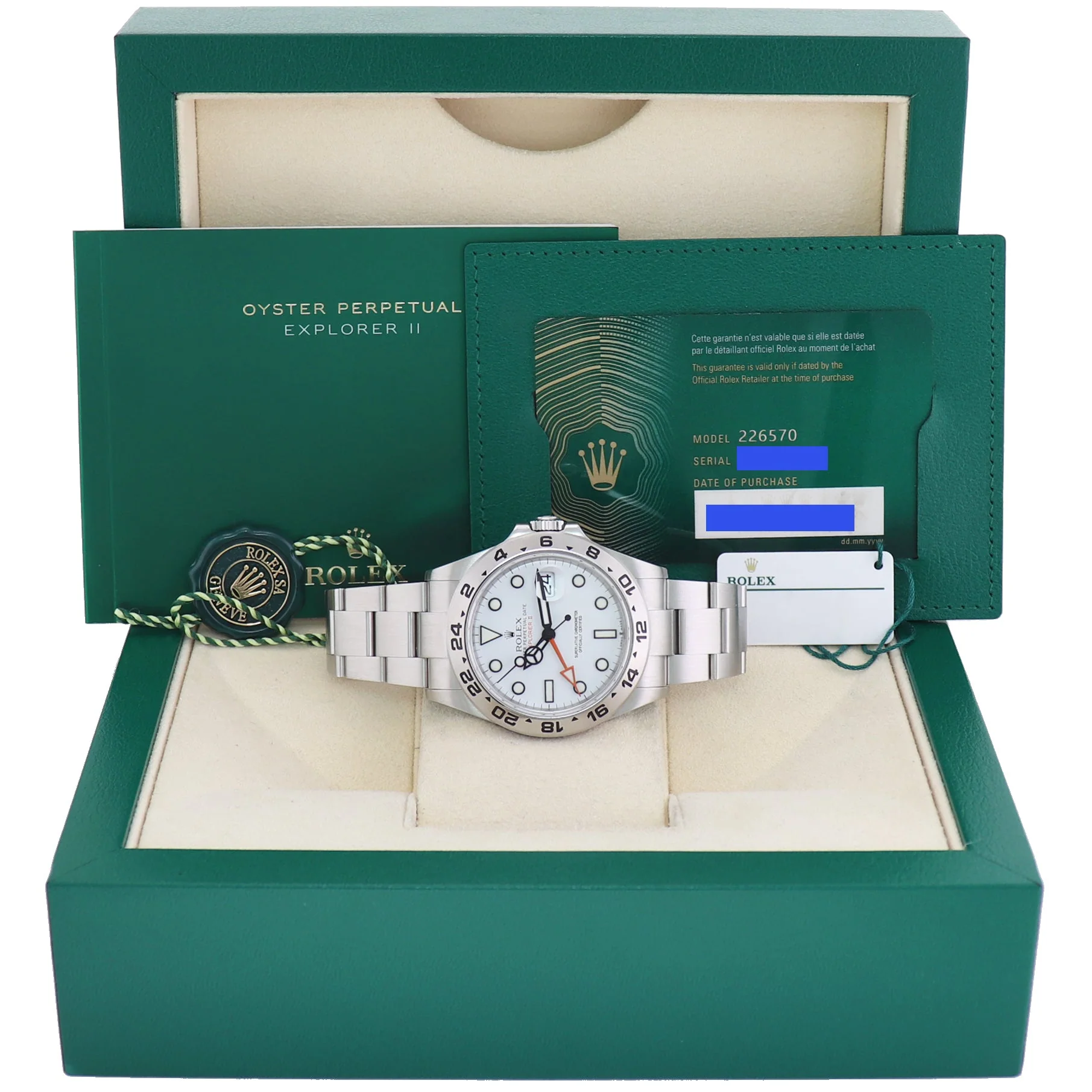 2024 NEW PAPERS Rolex Explorer II 226570 White Polar Steel Date 42mm Watch Box - Image 8