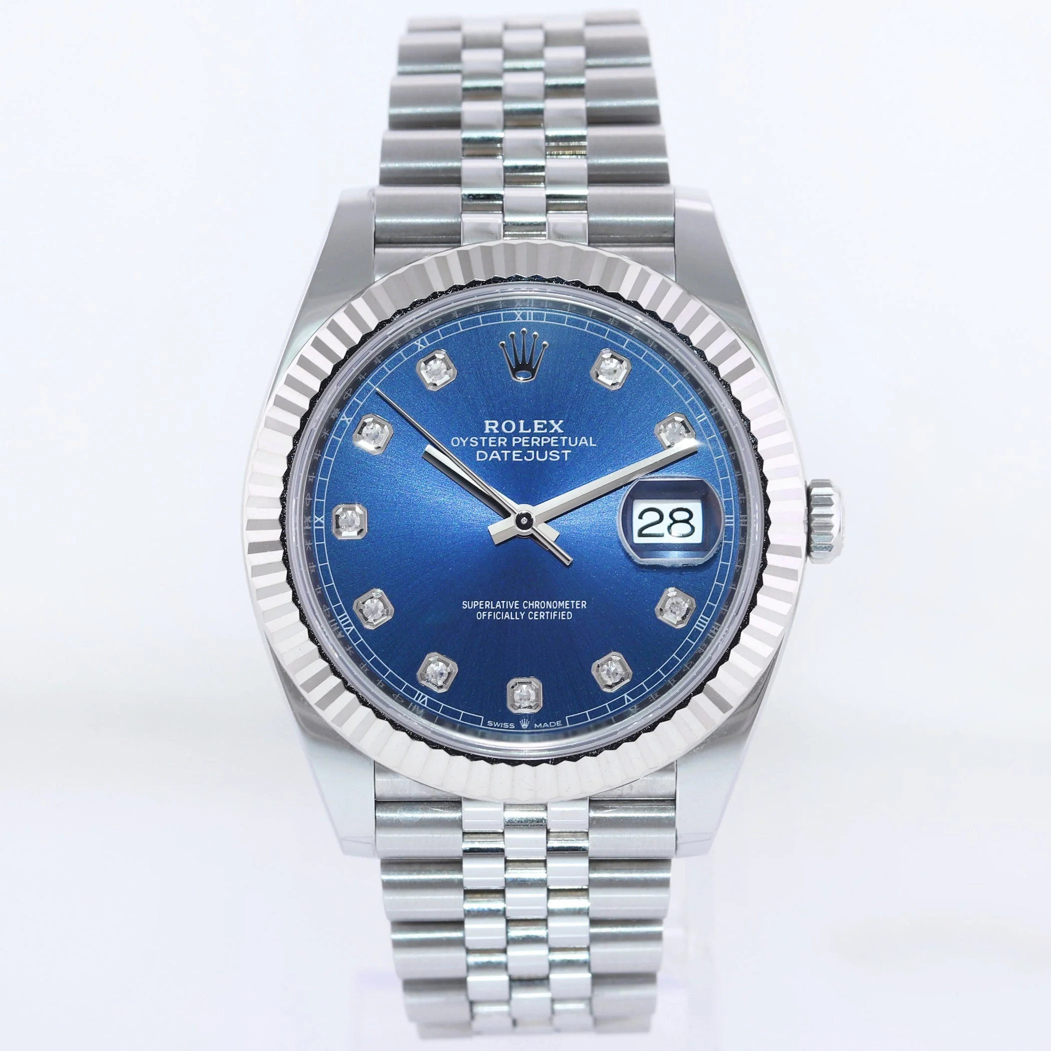 2024 NEW Rolex DateJust 41 Blue Diamond Jubilee White Gold Fluted 126334 Watch Box - Image 2