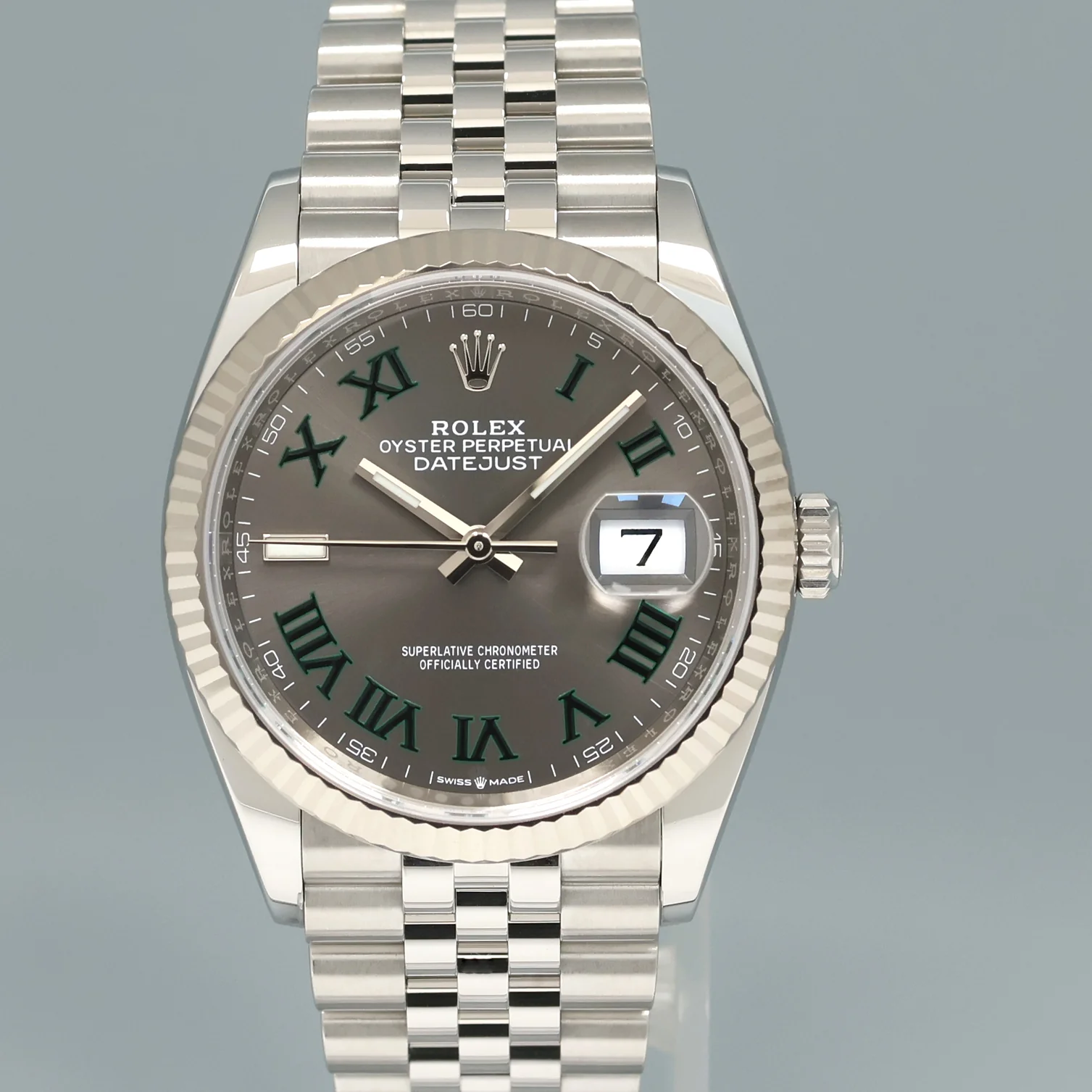 2026 NEW PAPERS Rolex DateJust 36mm Wimbledon Stick 126234 Steel Jubilee White Gold Watch - Image 2