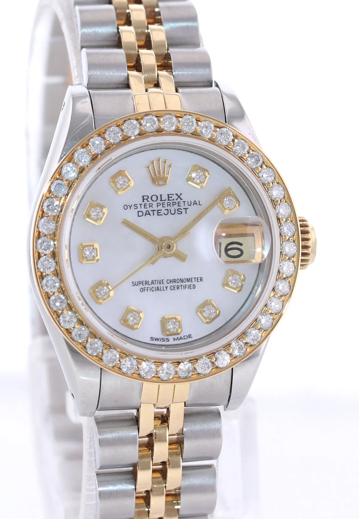 Diamond Ladies Rolex DateJust 26mm 69173 Two Tone Gold Jubilee Mother of Pearl Watch - Image 3