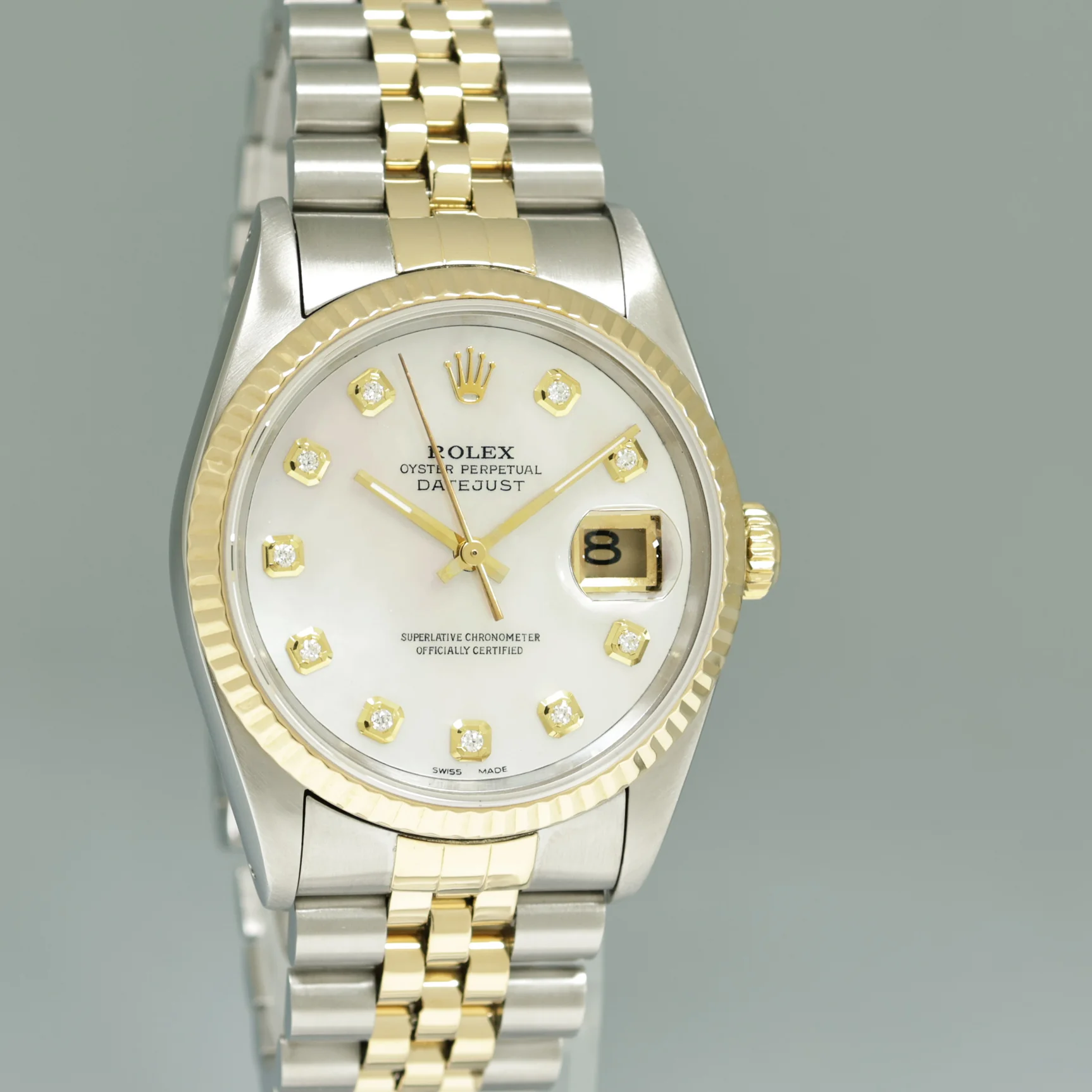 DIAMOND Pearl Rolex DateJust 16233 Two-Tone Yellow Gold Jubilee Watch Box - Image 3