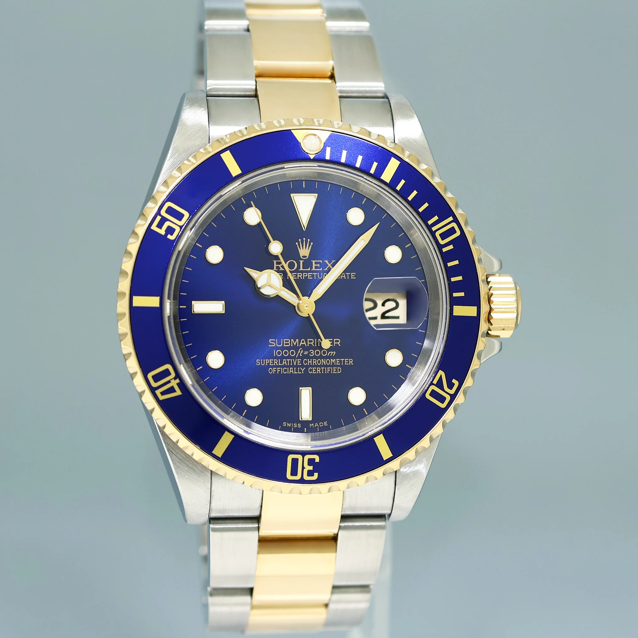 MINT 2007 Rolex Submariner 16613 LB Gold Steel Two Tone Gold 40mm Sunburst Blue Watch - Image 3