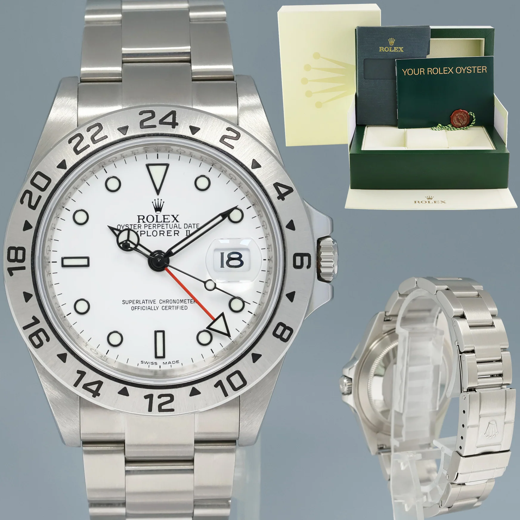 MINT 2009 Rolex Explorer II 16570 Polar White Dial Steel 40mm 3186 Watch Box