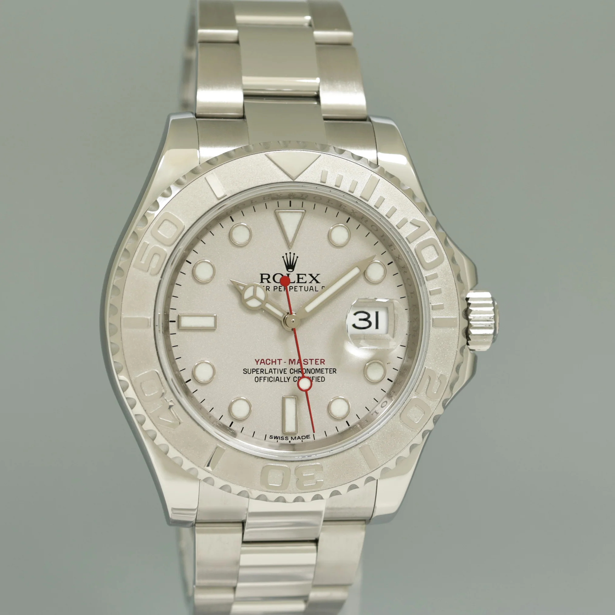 MINT 2014 PAPERS Rolex Yacht-Master 116622 Platinum Dial Steel 40mm Watch Box - Image 3