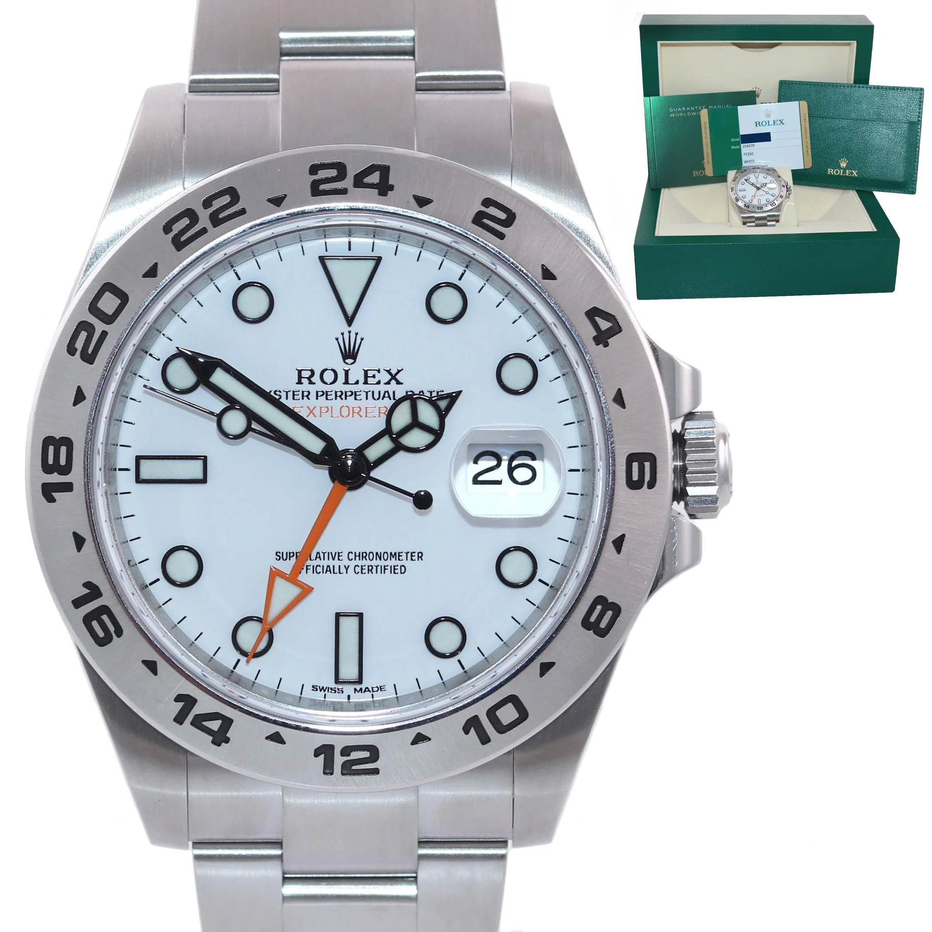 MINT 2019 PAPERS Rolex Explorer II 42mm 216570 Polar White Dial Steel Watch Box