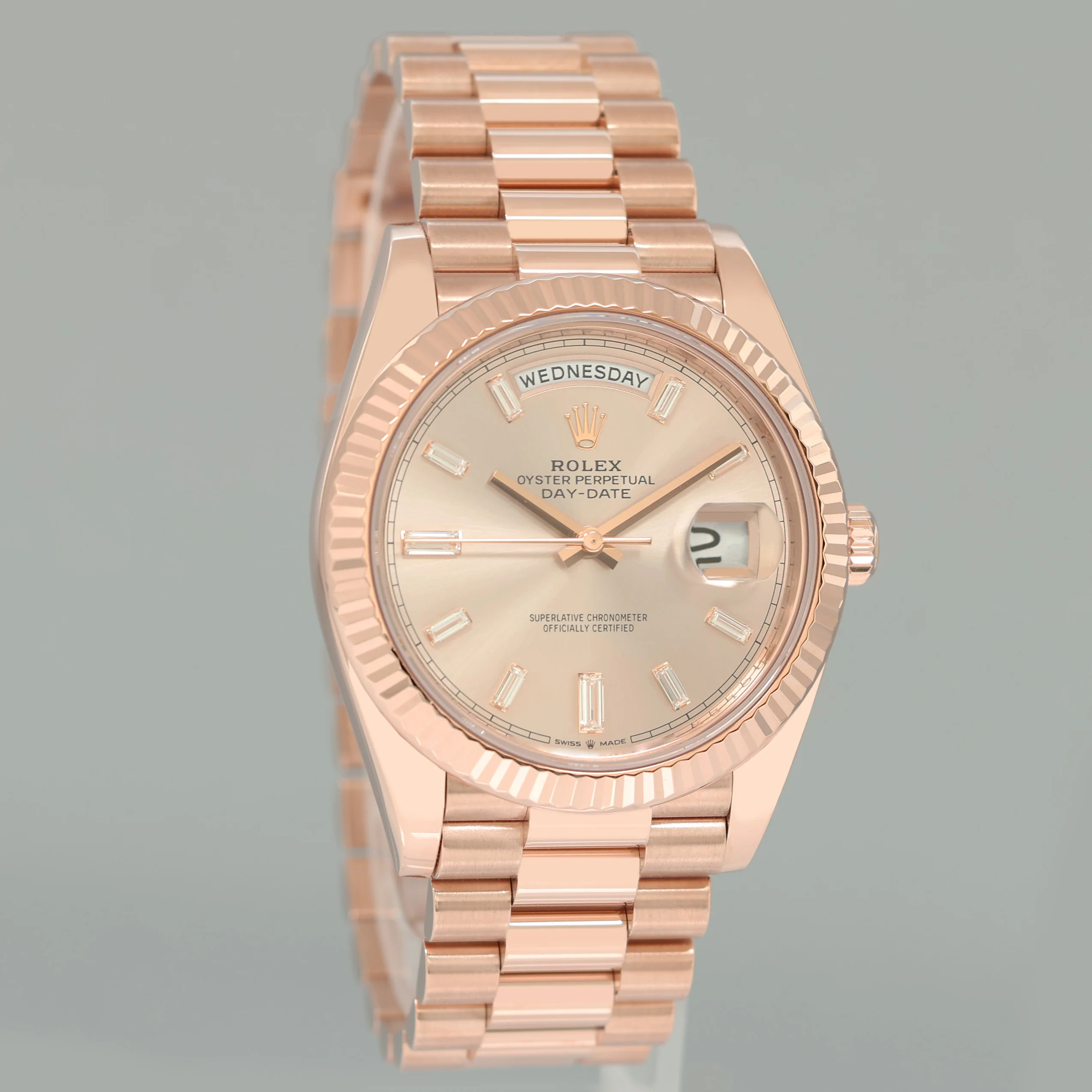 PAPERS MINT 2020 Rolex President 40mm Rose Gold Sundust Diamond 228235 Watch Box - Image 3