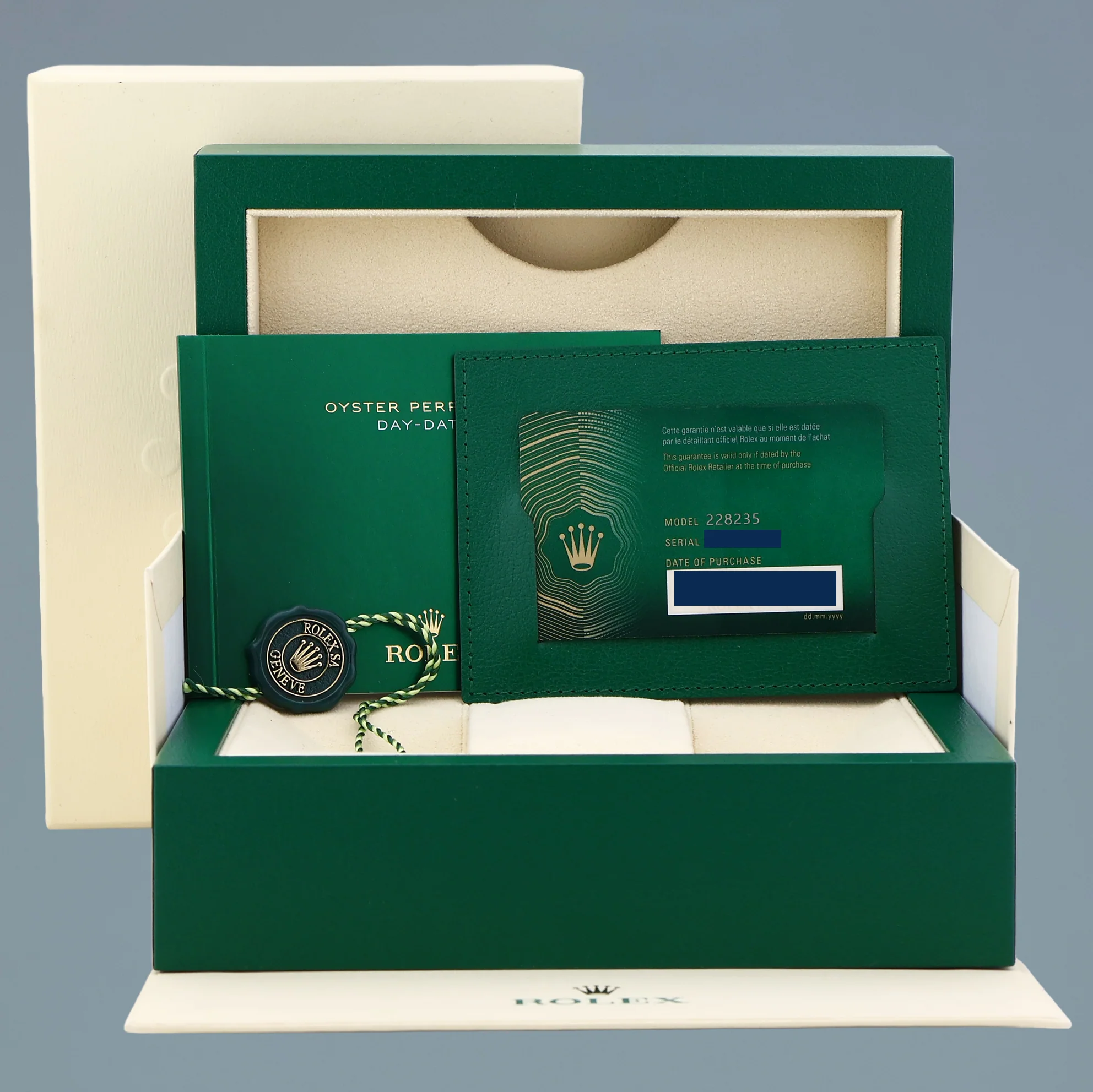 PAPERS MINT 2020 Rolex President 40mm Rose Gold Sundust Diamond 228235 Watch Box - Image 7