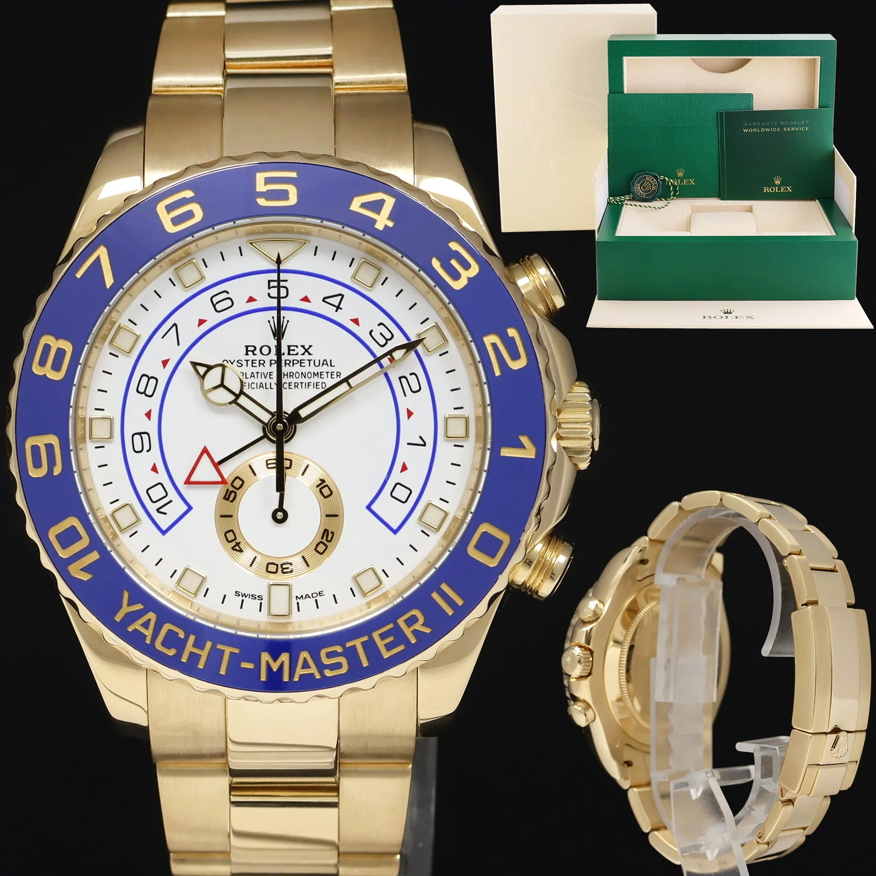 MINT 2023 MERCEDES HANDS Rolex Yacht-Master 2 Yellow Gold 44mm 116688 Watch Box