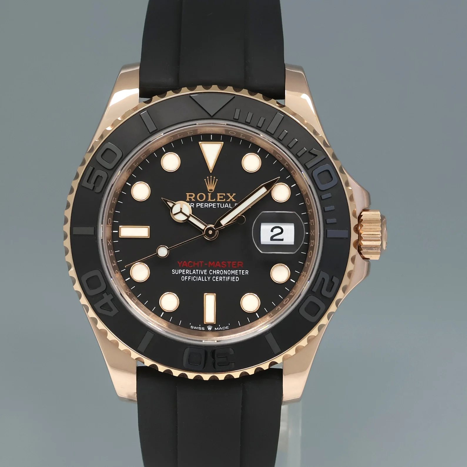 MINT 2023 Rolex Yacht-Master 126655 Everose 40mm Oysterflex Rubber Watch Box - Image 2