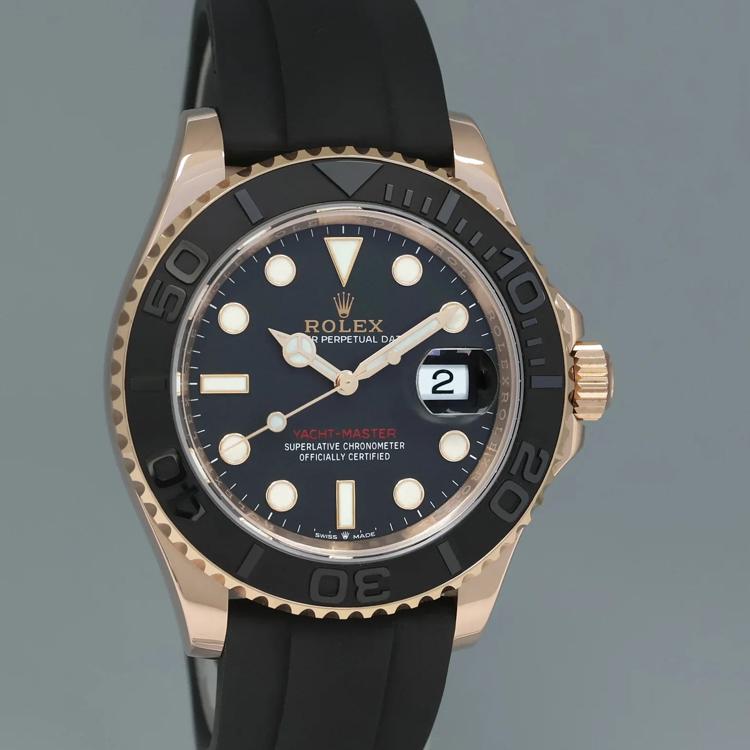 MINT 2023 Rolex Yacht-Master 126655 Everose 40mm Oysterflex Rubber Watch Box - Image 3