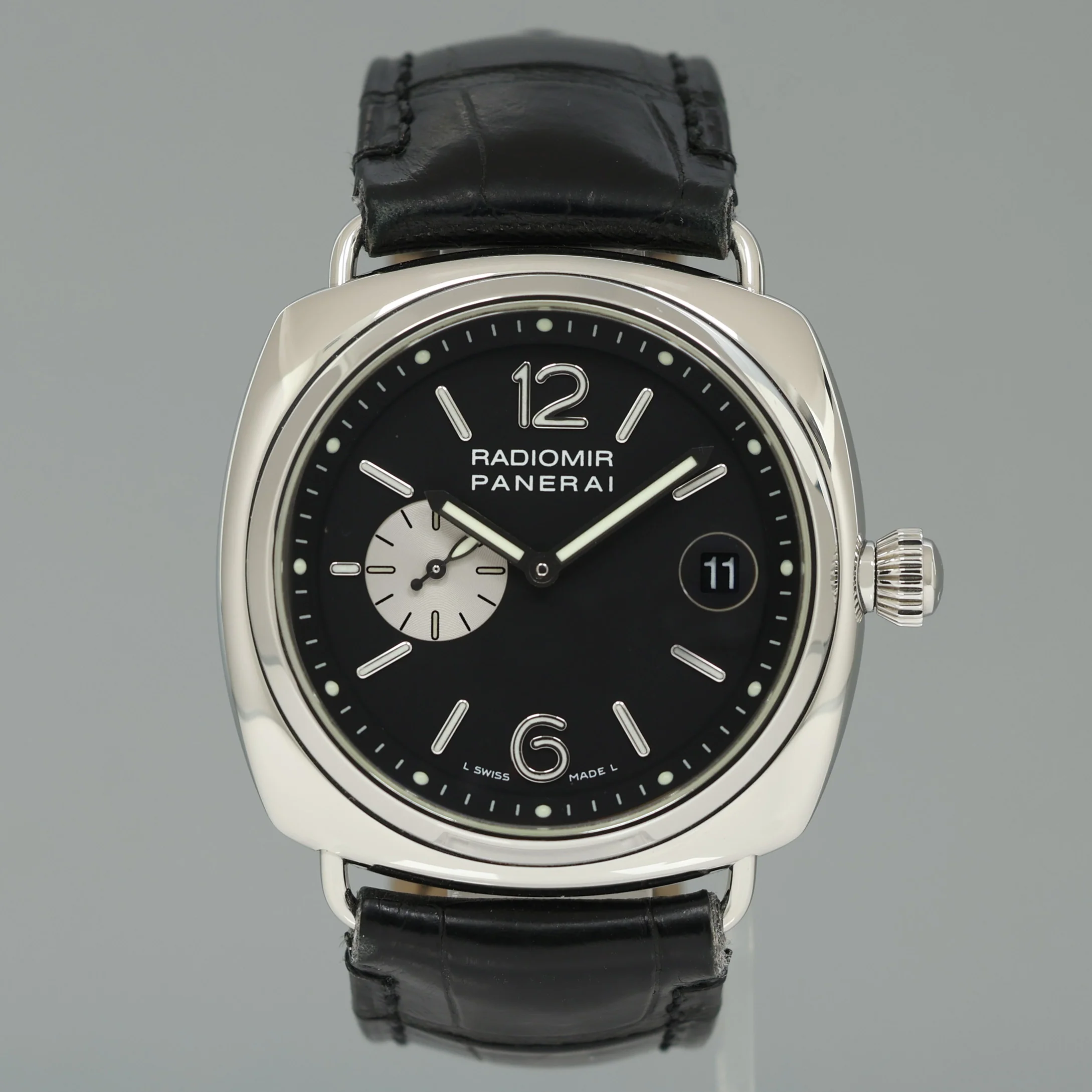 MINT Panerai Radiomir Stainless Steel Black 42mm Leather PAM0014 Watch