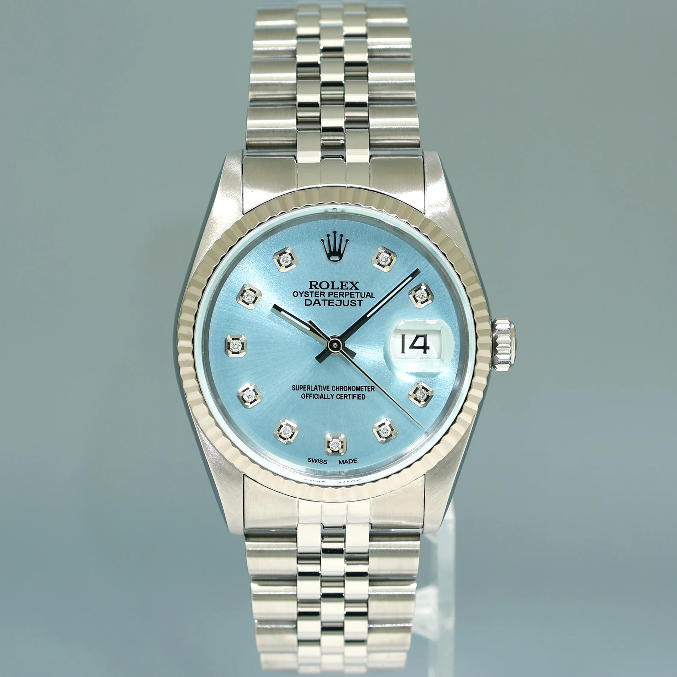 MINT PAPERS Rolex DateJust 16234 Glacier Blue Diamond Jubilee White Gold Fluted 36mm Watch Box - Image 2