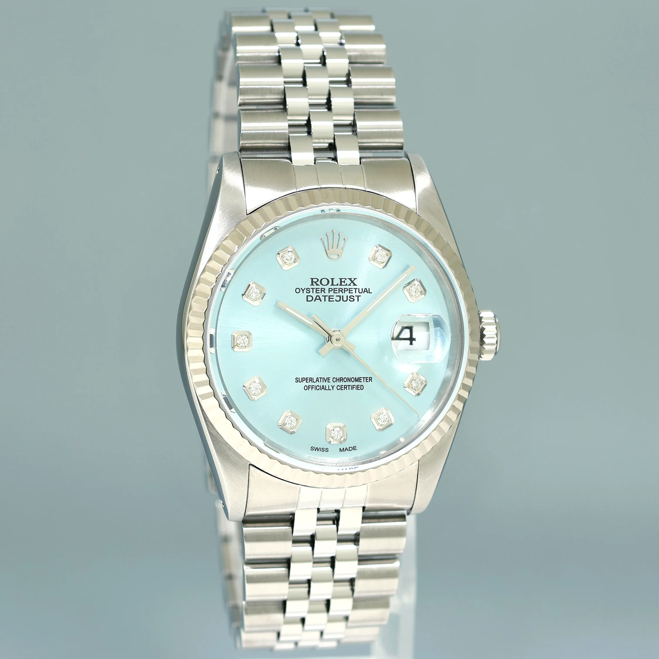 MINT PAPERS Rolex DateJust 16234 Glacier Blue Diamond Jubilee White Gold Fluted 36mm Watch Box - Image 3