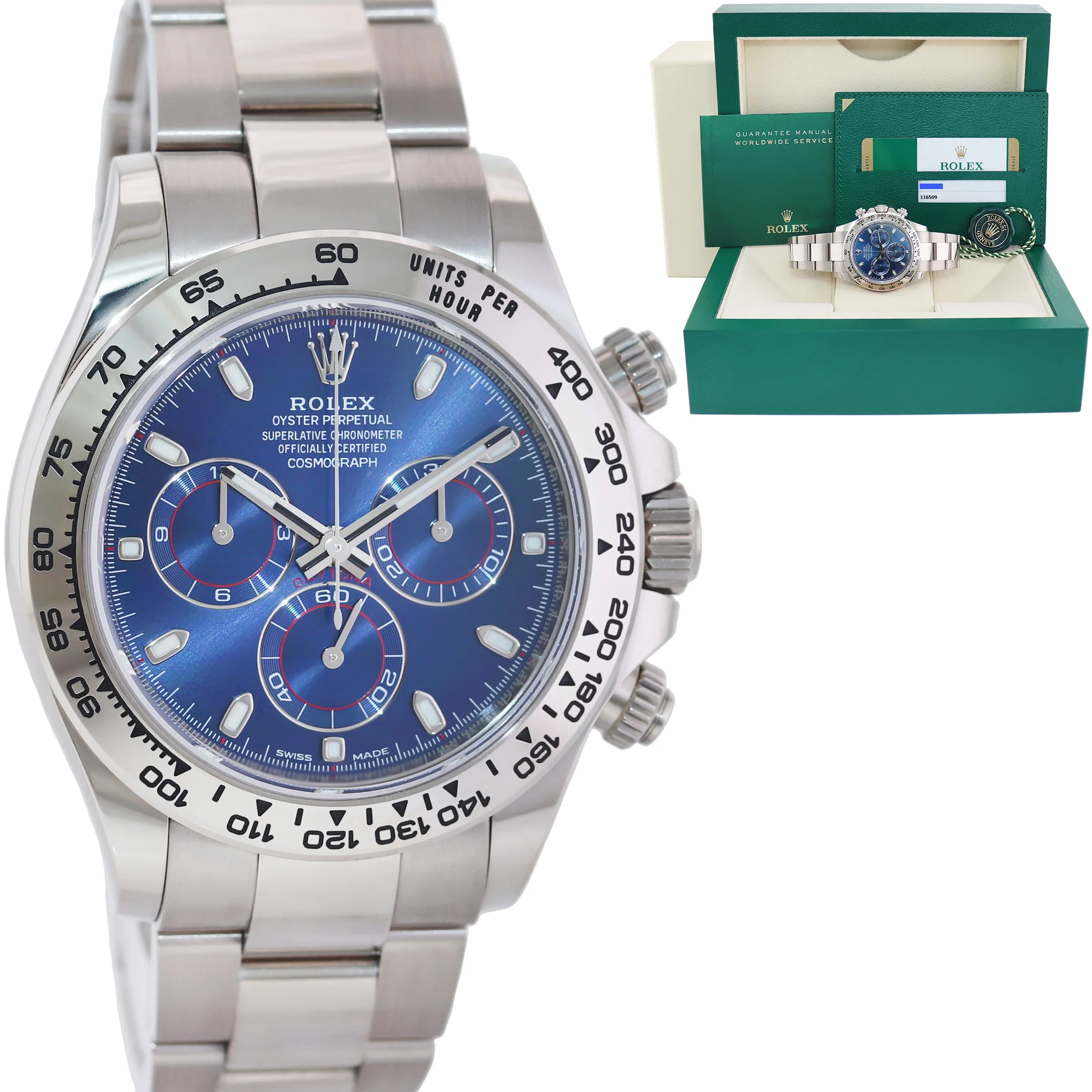 MINT PAPERS Rolex Daytona Blue Dial Chronograph 116509 White Gold Watch Box