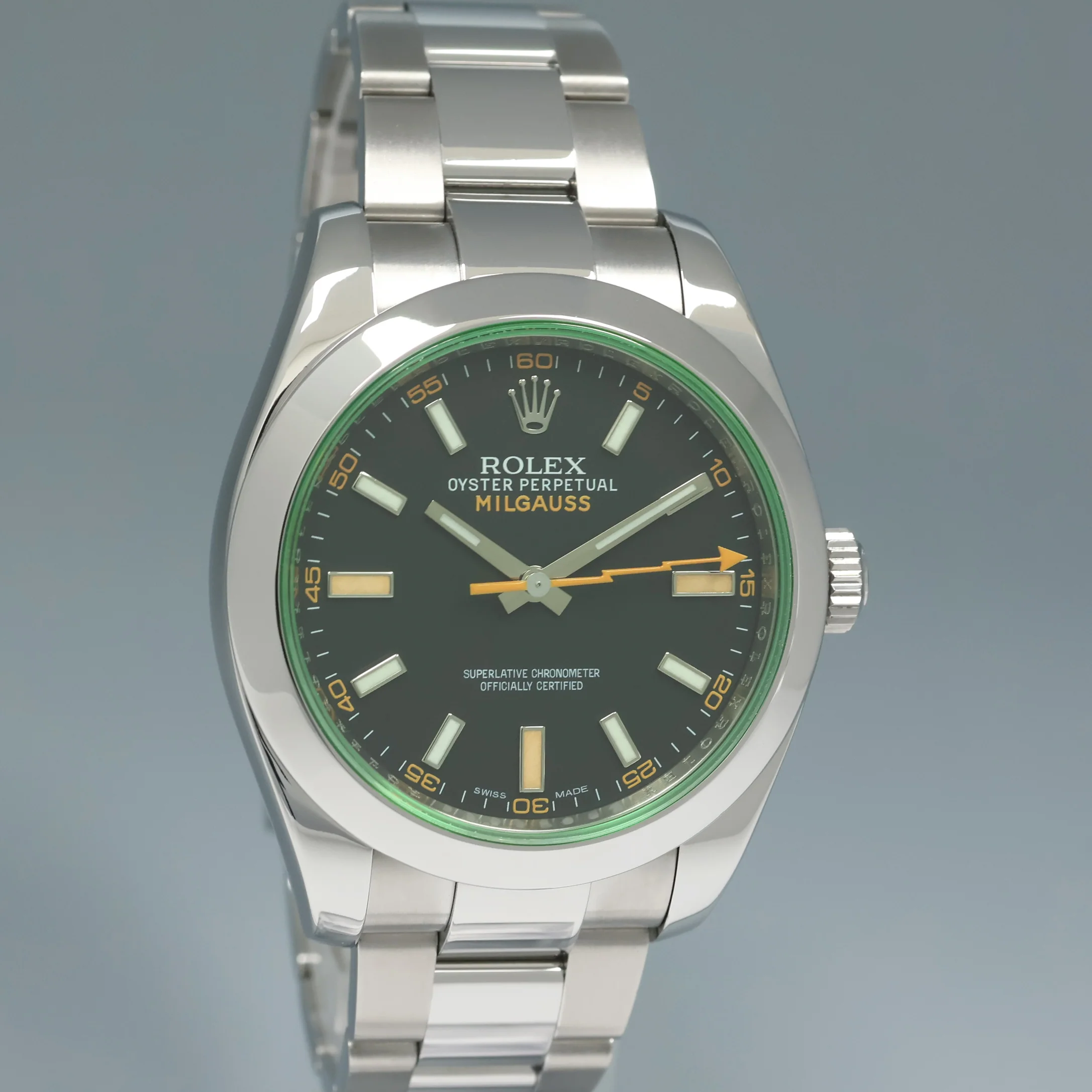 MINT PAPERS Rolex Milgauss Green Anniversary Orange Black 116400GV Steel Watch Box - Image 3