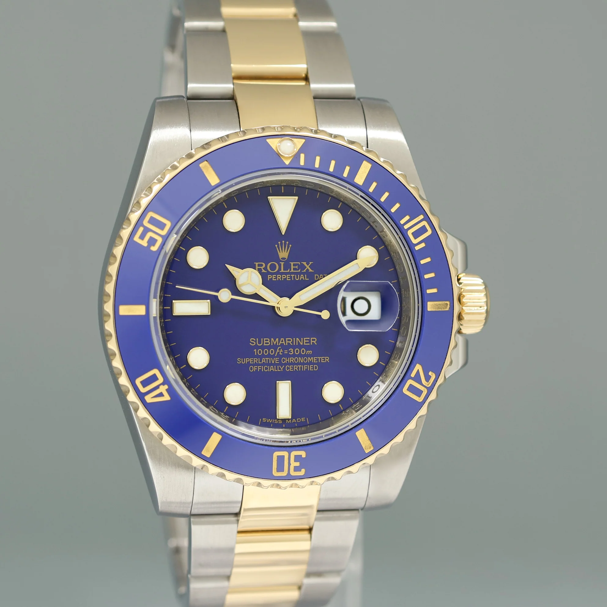 MINT PAPERS Rolex Submariner 116613LB Two Tone 40mm Yellow Gold Blue Smurf Watch - Image 3