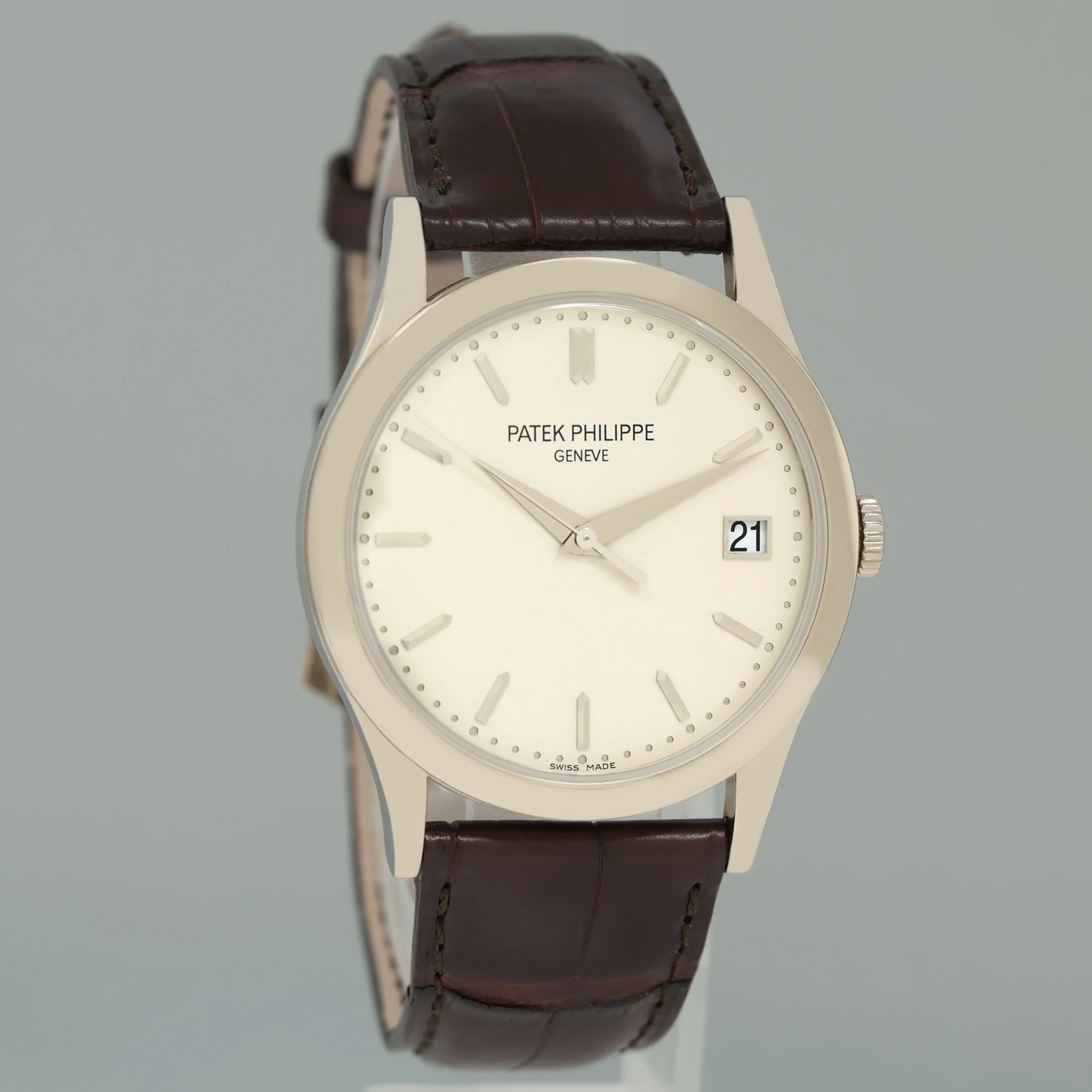 2010 PAPERS MINT Patek Philippe 5296G 38mm White Gold Calatrava Black Leather Watch - Image 3
