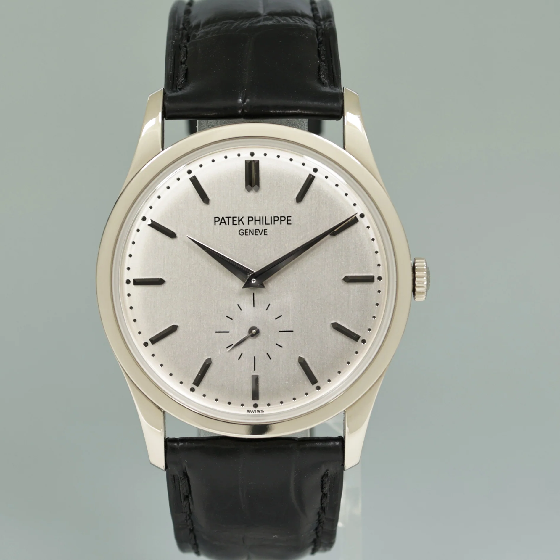 MINT Patek Philippe 5196G 37mm White Gold Calatrava Black Leather Watch Box - Image 2