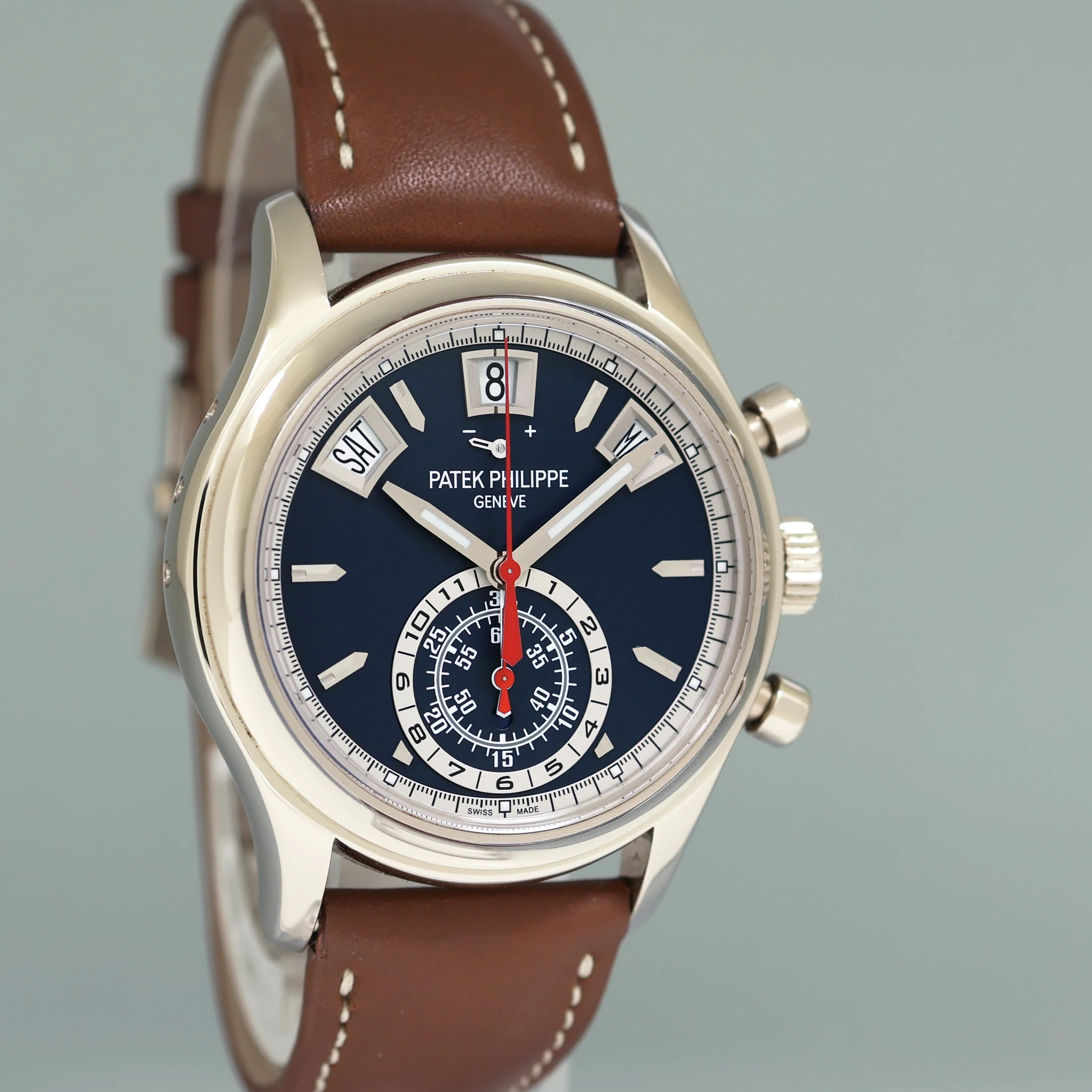 2026 SERVICE PAPERS Patek Philippe 5960G White Gold Chrono Blue Calendar Watch - Image 3
